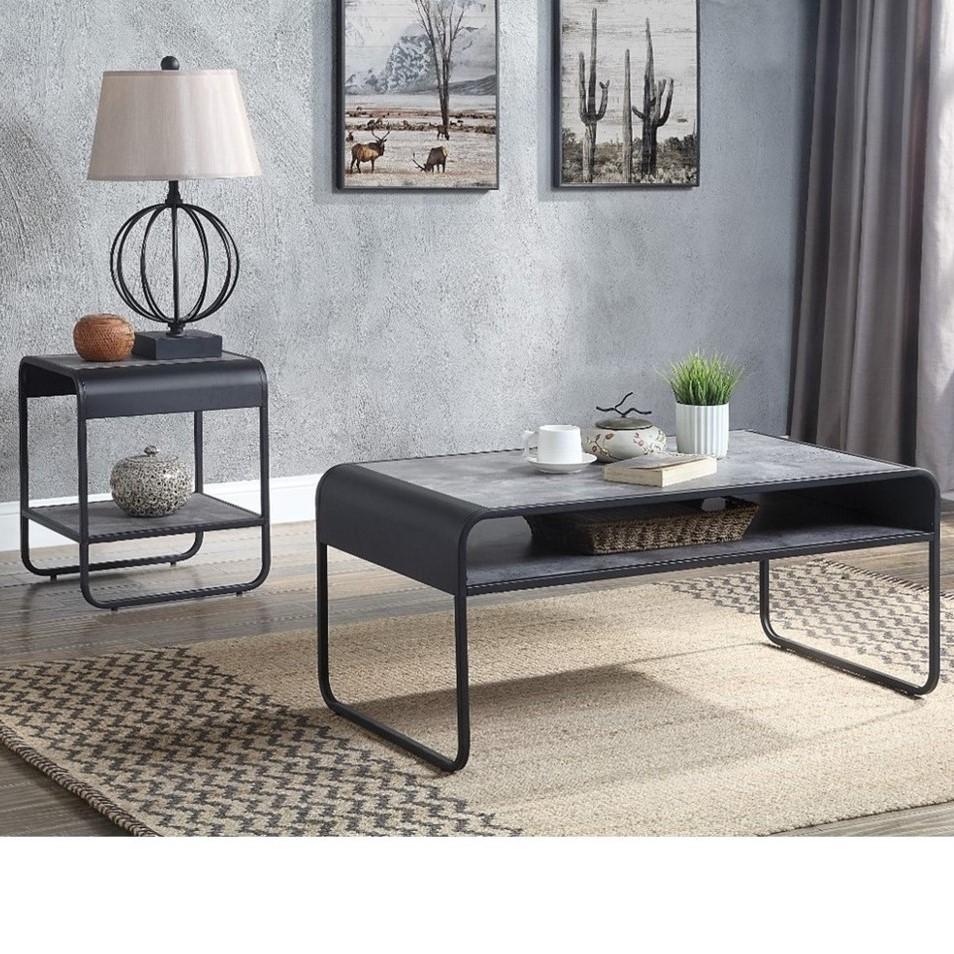 

    
Modern Concrete Gray & Black Coffee Table + 2 End Tables by Acme Raziela LV01145-3pcs
