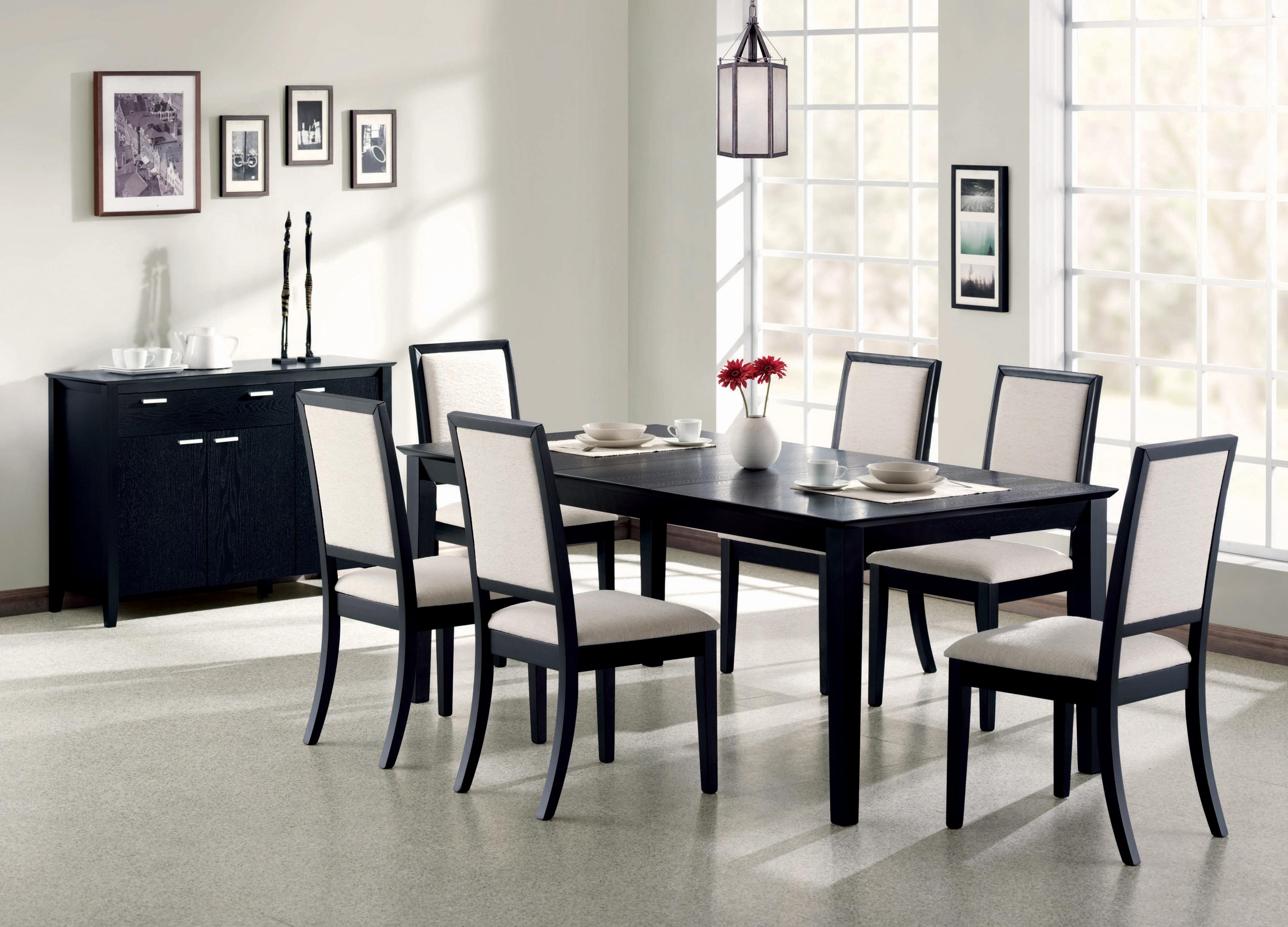 Modern Dining Room Set 101561-S5 Louise 101561-S5 in Black Fabric