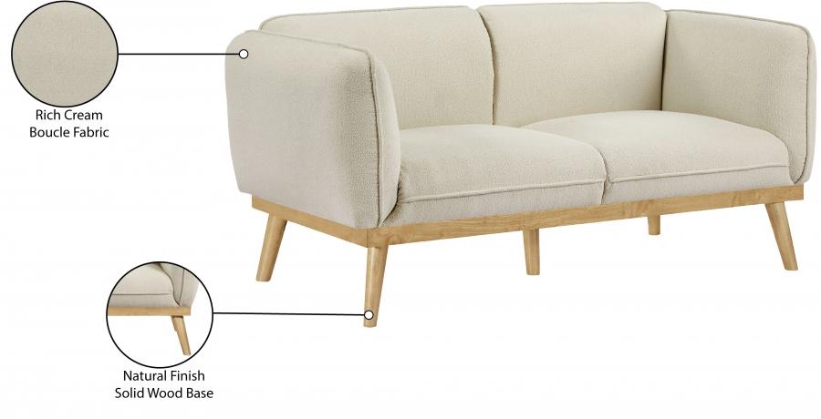 

    
 Shop  Modern Cream Solid Wood Loveseat Meridian Furniture Nolita 159Cream-L
