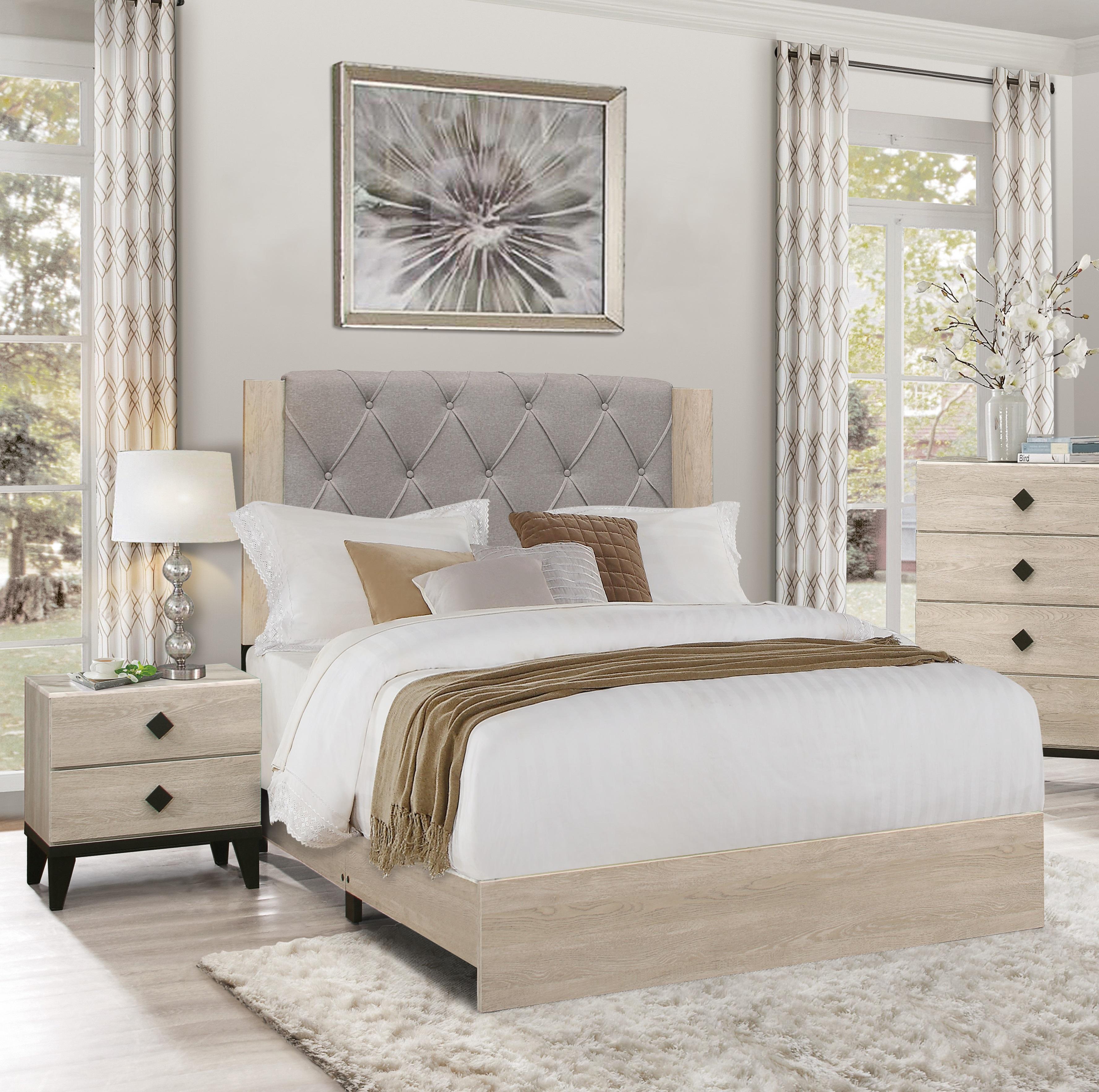 Modern Bedroom Set 1524F-1-3PC Whiting 1524F-1-3PC in Cream Polyester