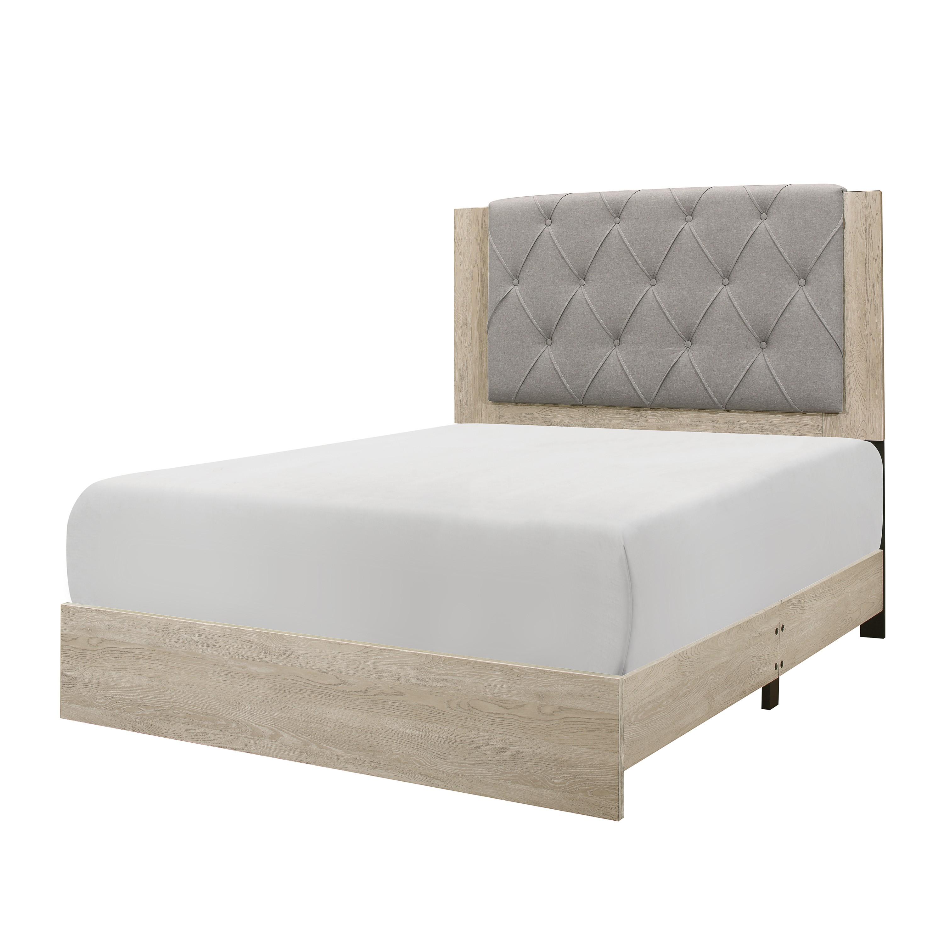 Modern Bed 1524K-1EK Whiting 1524K-1EK in Cream Polyester