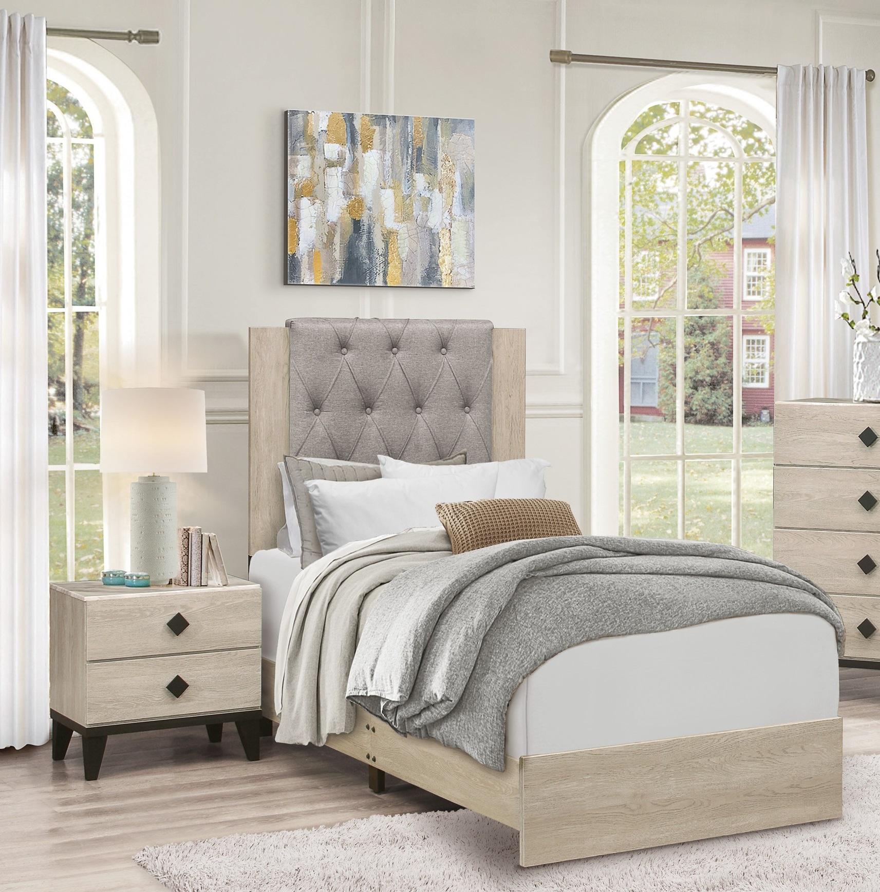 Modern Bedroom Set 1524T-1-3PC Whiting 1524T-1-3PC in Cream Polyester