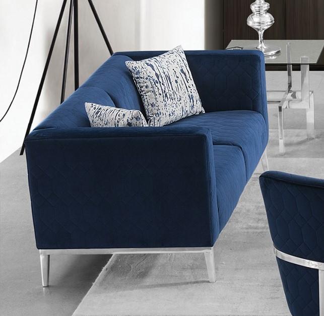 

    
AE3802-SET Dark Blue Fabric Sofa Set 2 Pcs American Eagle AE3802 Contemporary
