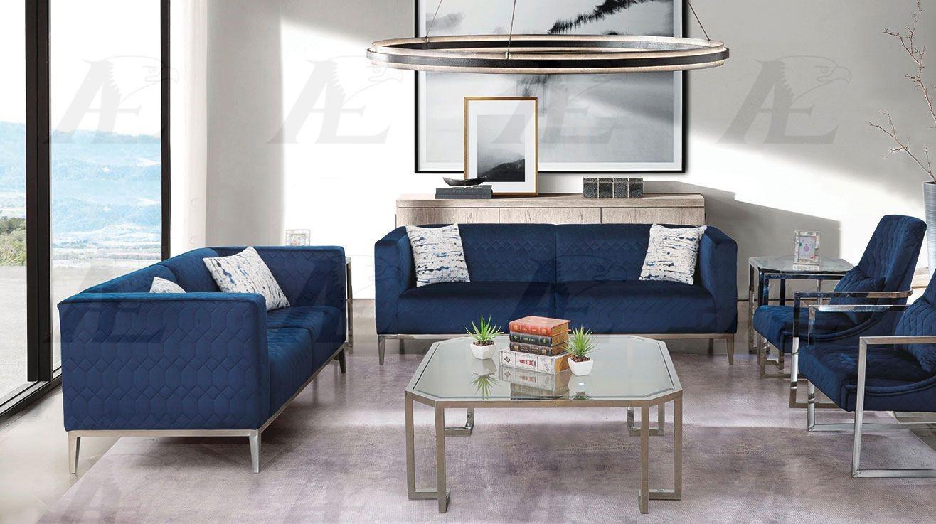 

    
Dark Blue Fabric Sofa Set 3 Pcs American Eagle AE3802 / CH-Z002 Contemporary
