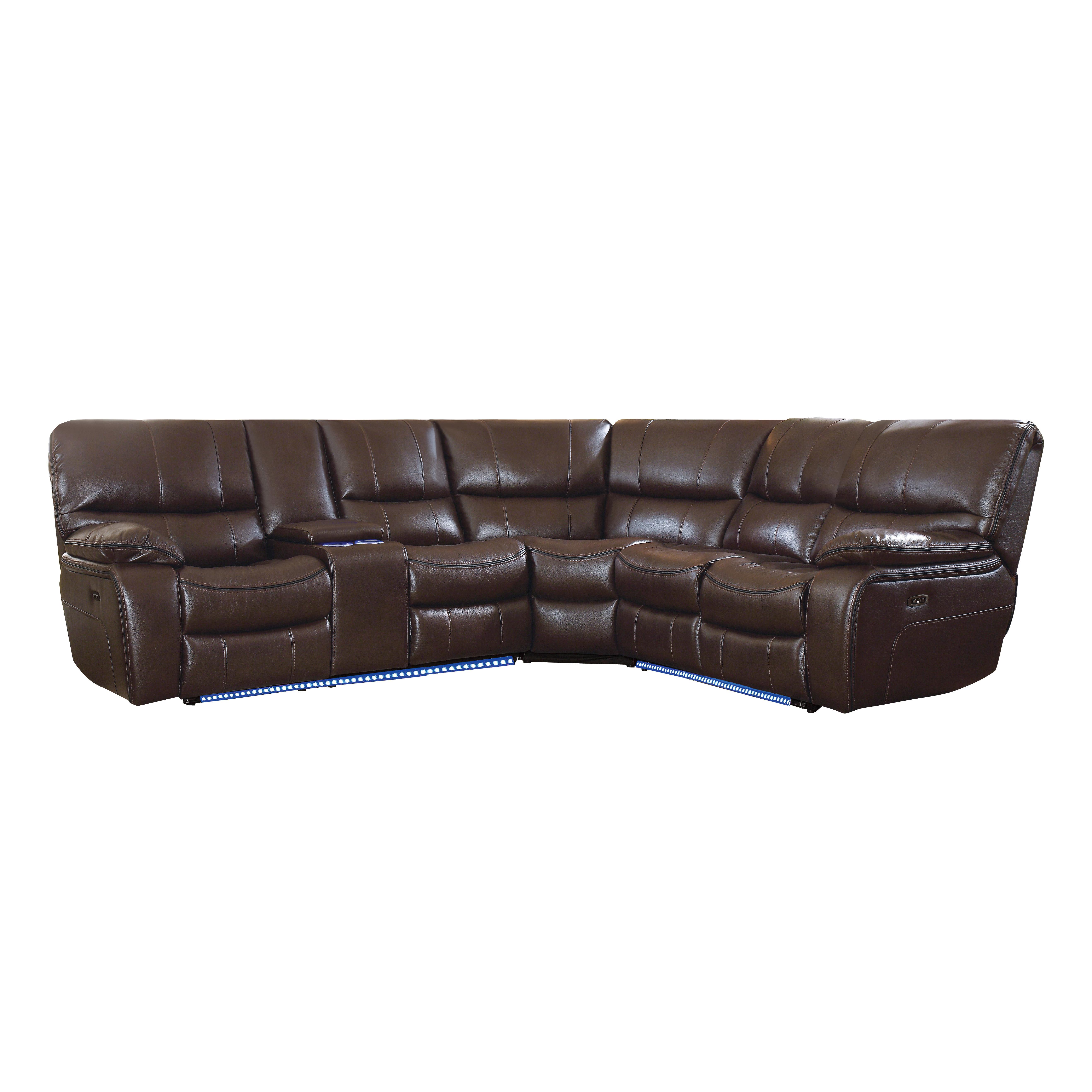 Modern Power Reclining Sectional 8480BRW*3SCPD Pecos 8480BRW*3SCPD in Dark Brown Faux Leather
