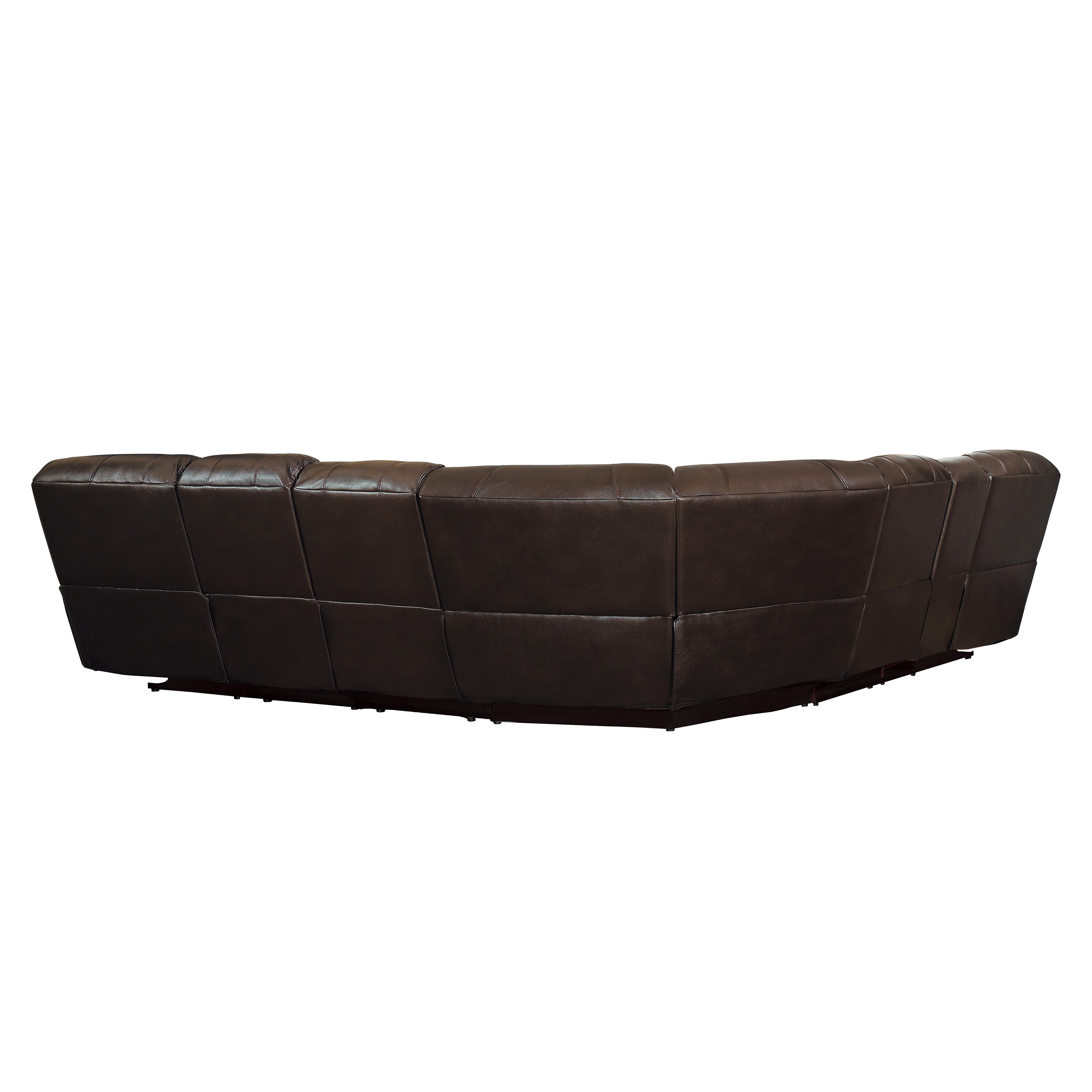 

    
Modern Dark Brown Faux Leather 4-Piece Reclining Sectional Homelegance 8480BRW*4SC Pecos
