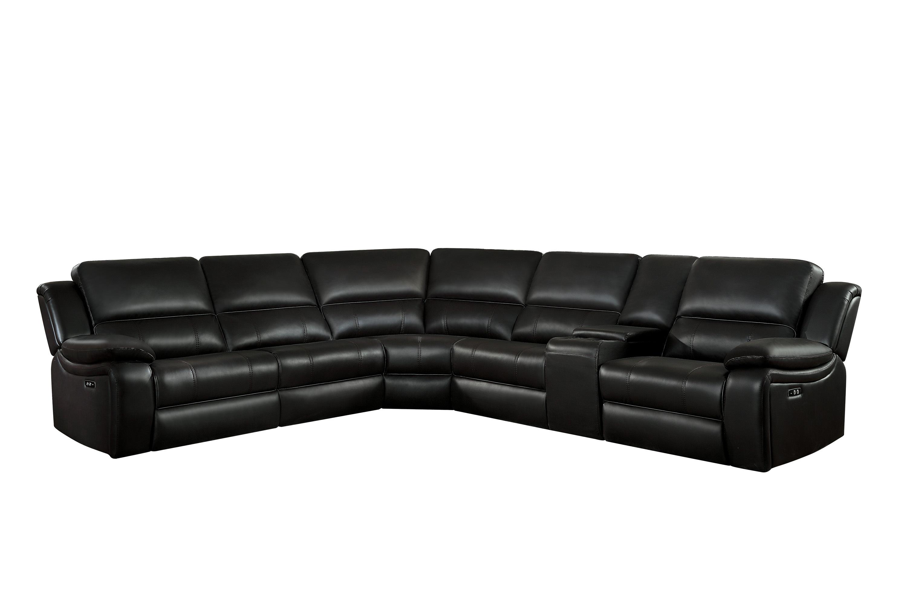 

    
Modern Dark Brown Faux Leather 6-Piece Power Reclining Sectional Homelegance 8260DB*6PW Falun

