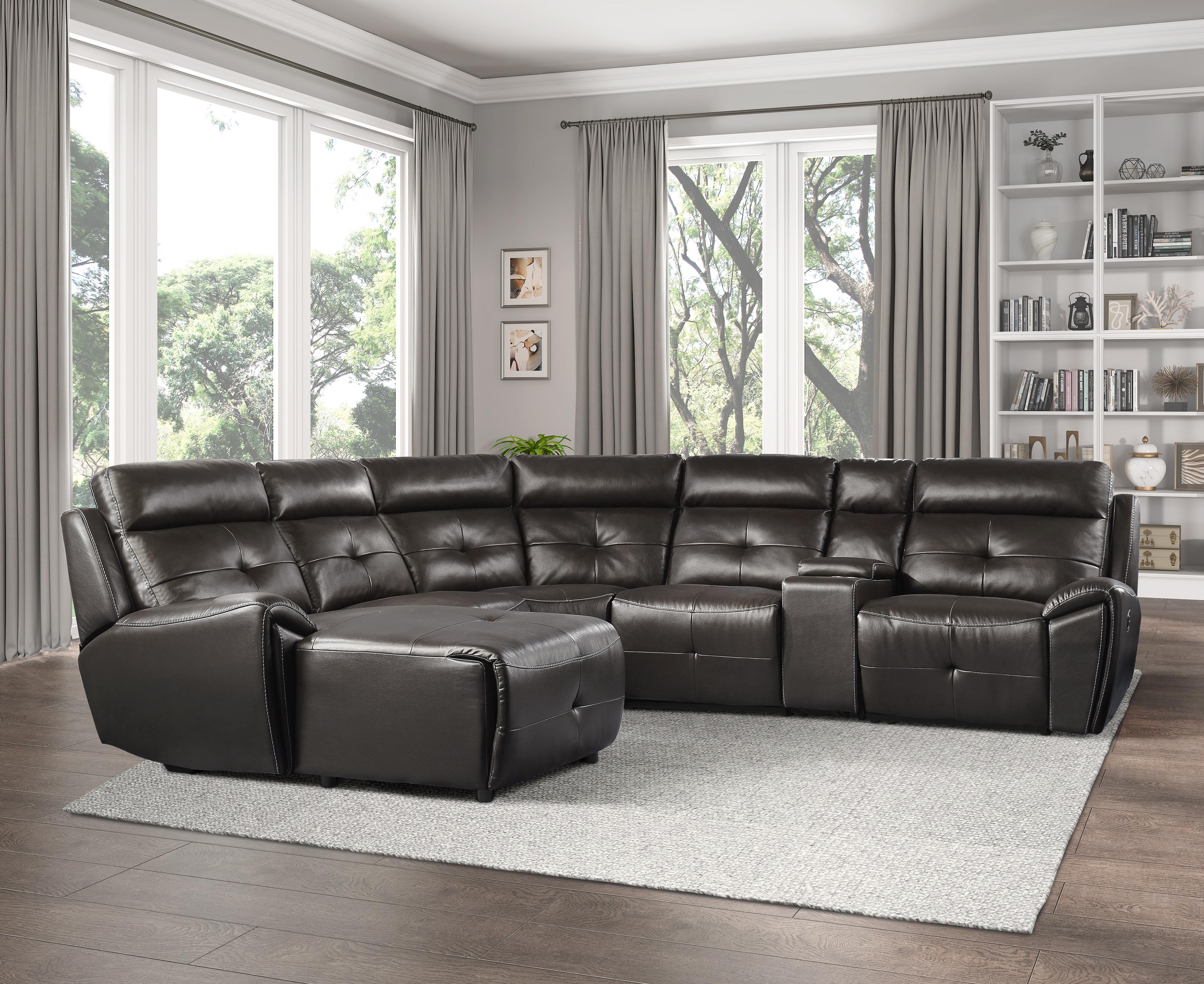 

                    
Homelegance 9469DBR*6LCRR Avenue Reclining Sectional Dark Brown Faux Leather Purchase 
