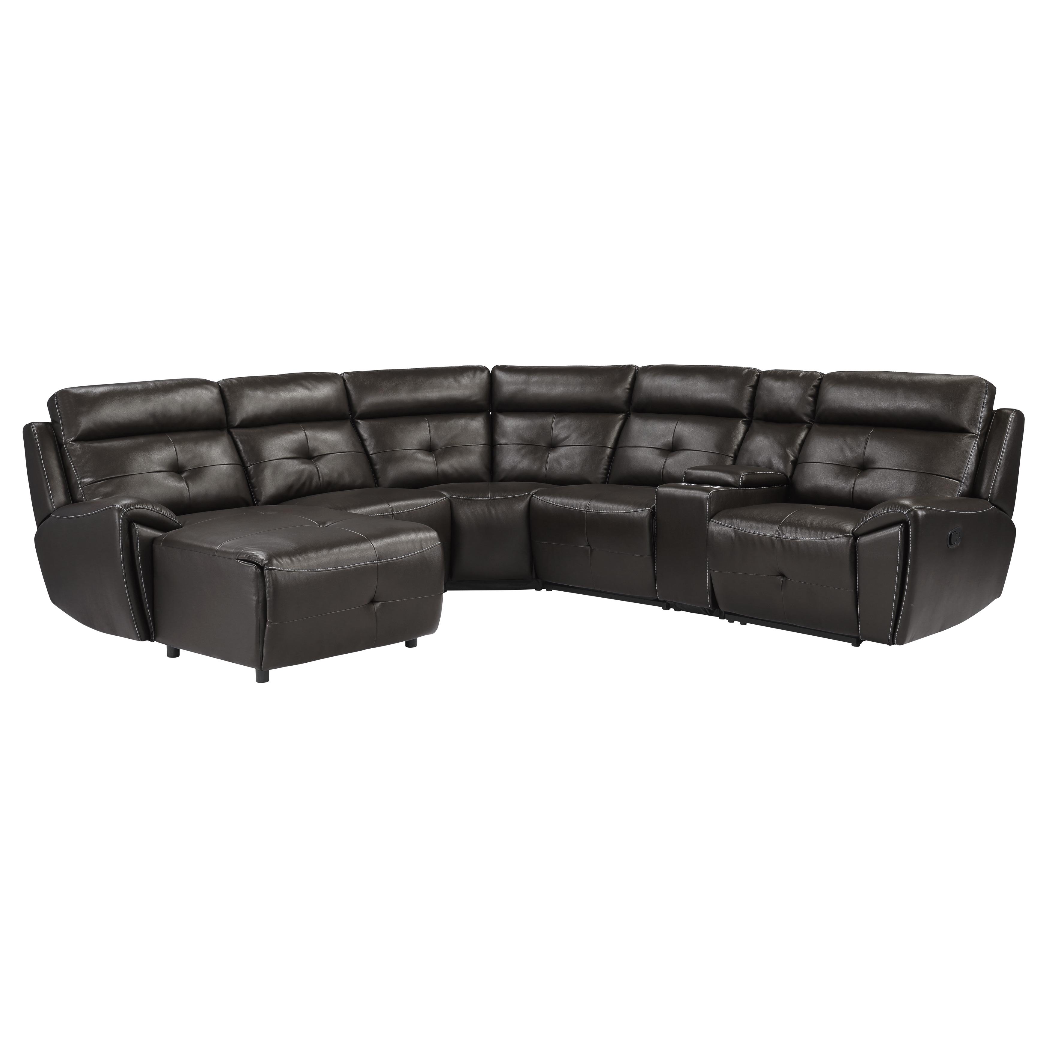 

    
Modern Dark Brown Faux Leather 6-Piece LSF Reclining Sectional Homelegance 9469DBR*6LCRR Avenue
