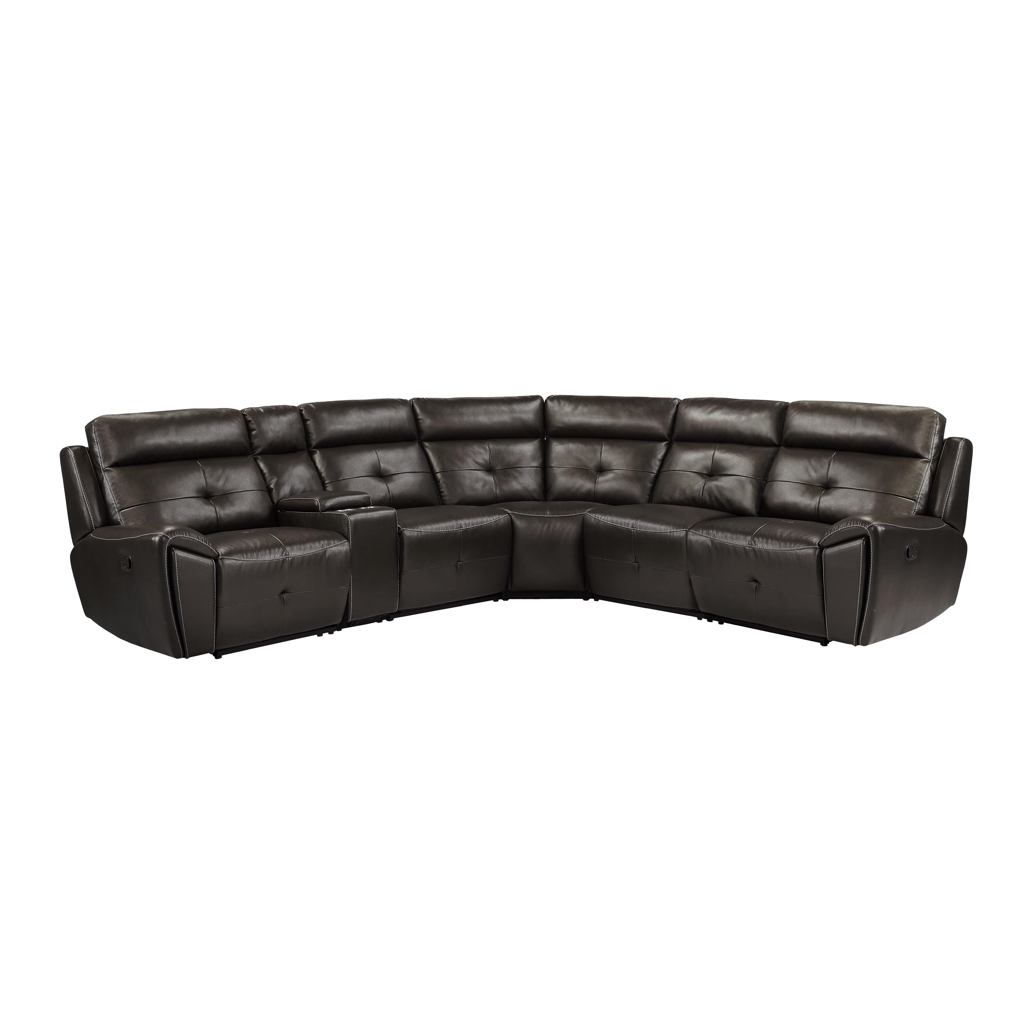 

    
Modern Dark Brown Faux Leather 6-Piece Reclining Sectional Homelegance 9469DBR*6LRRR Avenue
