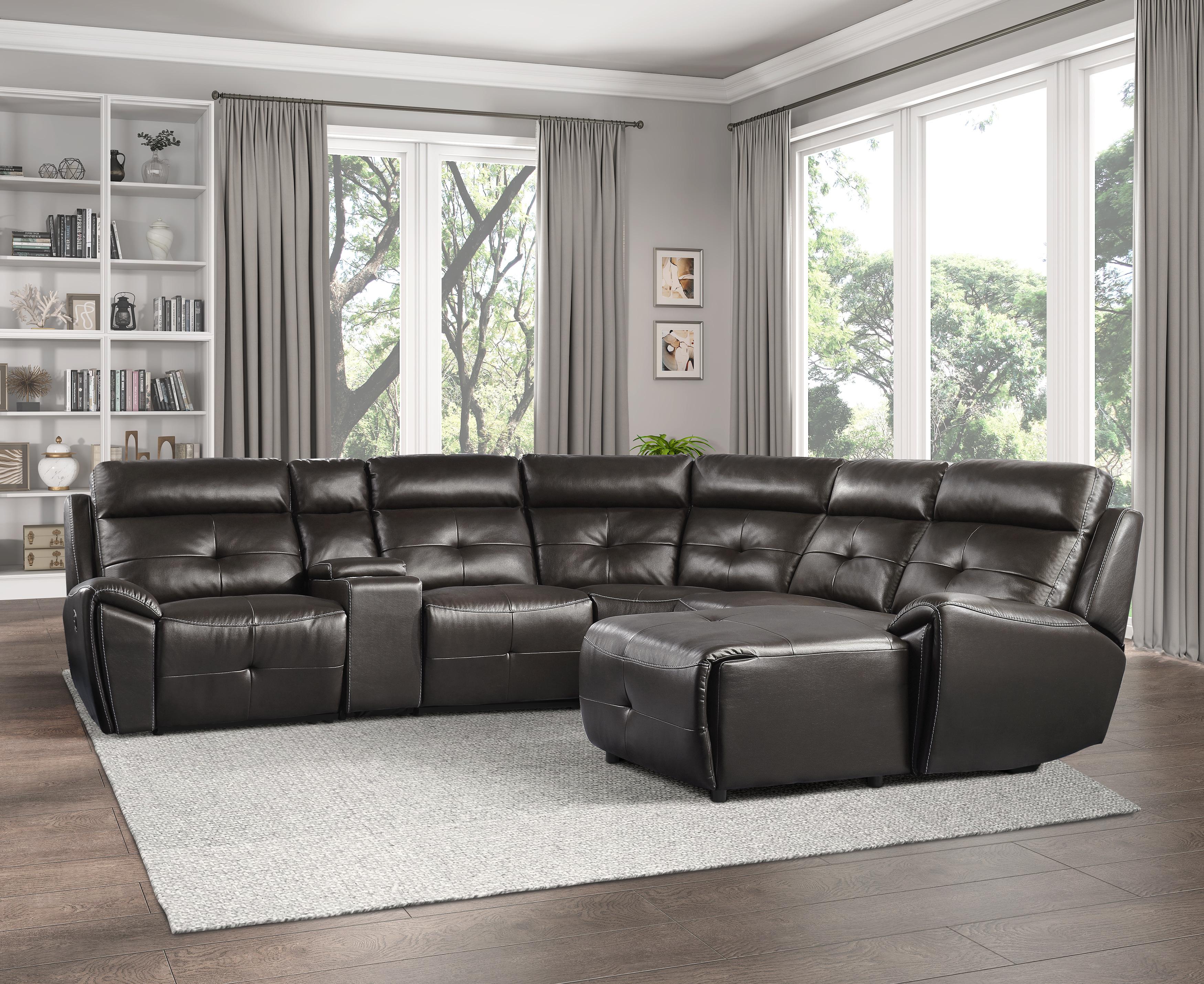 

                    
Homelegance 9469DBR*6LRRC Avenue Reclining Sectional Dark Brown Faux Leather Purchase 
