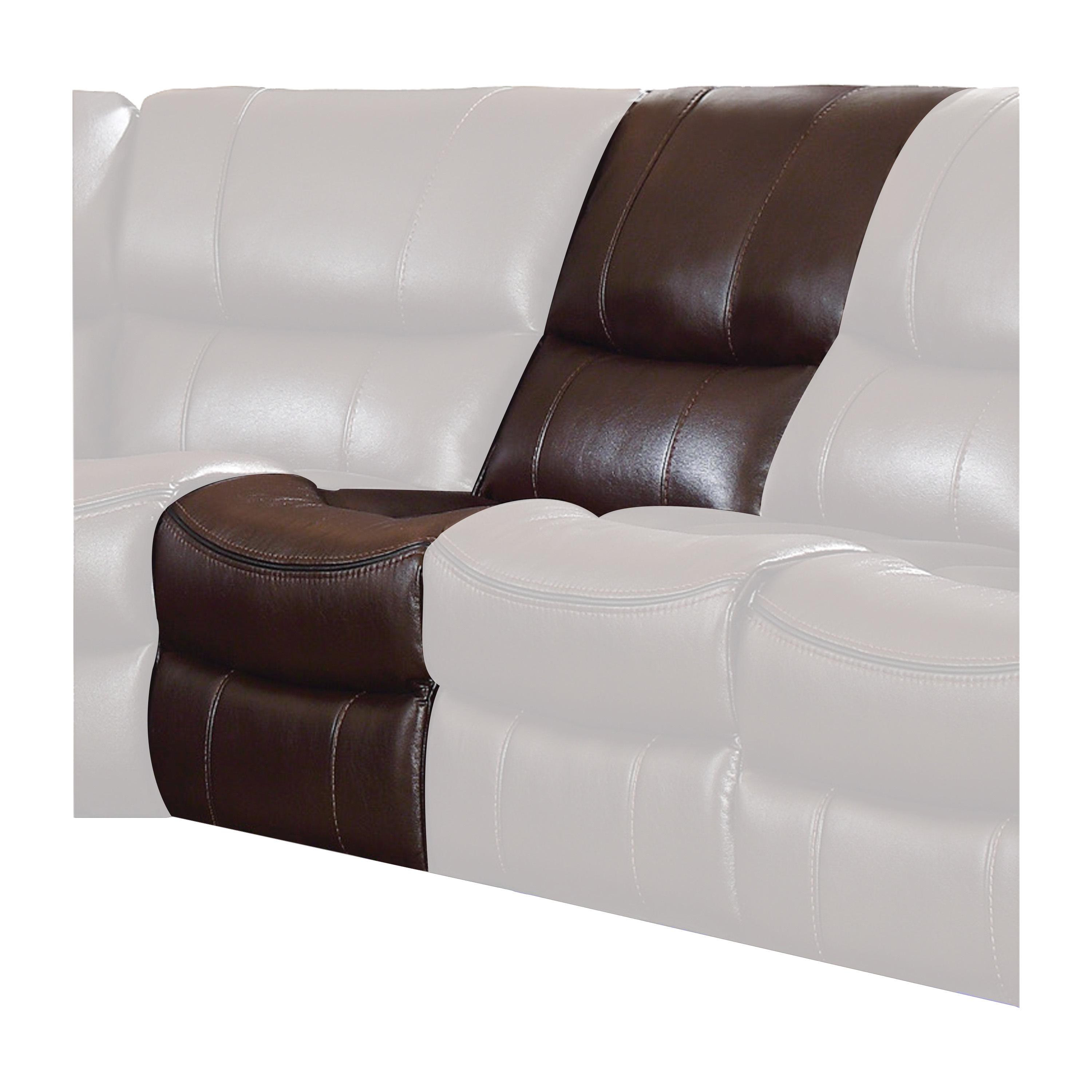 Modern Armless Reclining Chair 8480BRW-AR Pecos 8480BRW-AR in Dark Brown Faux Leather