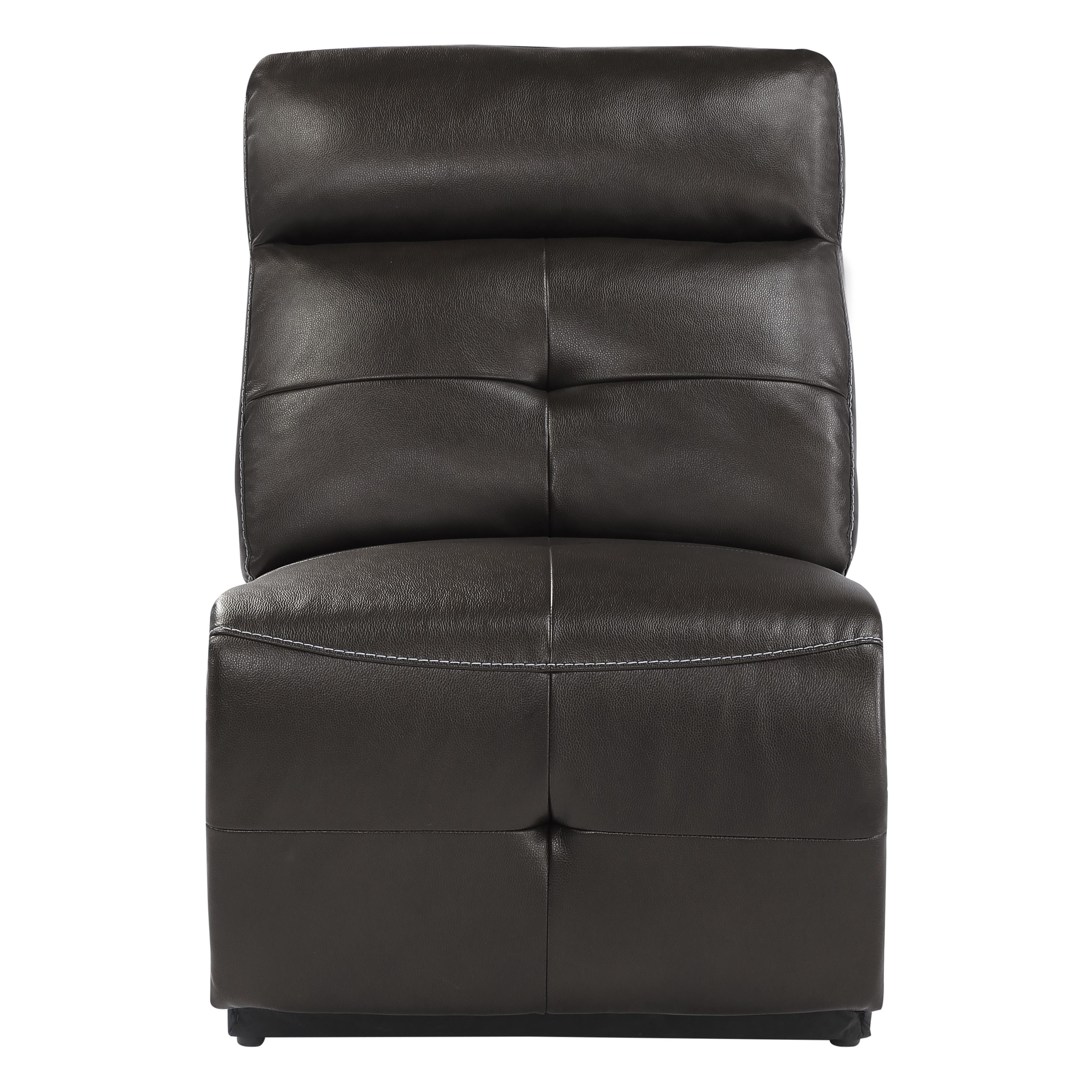 Modern Armless Reclining Chair 9469DBR-AR Avenue 9469DBR-AR in Dark Brown Faux Leather