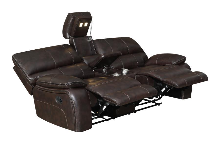

    
 Photo  Modern Dark Brown Faux Leather Living Room Set 3pcs Coaster 601931-S3 Willemse
