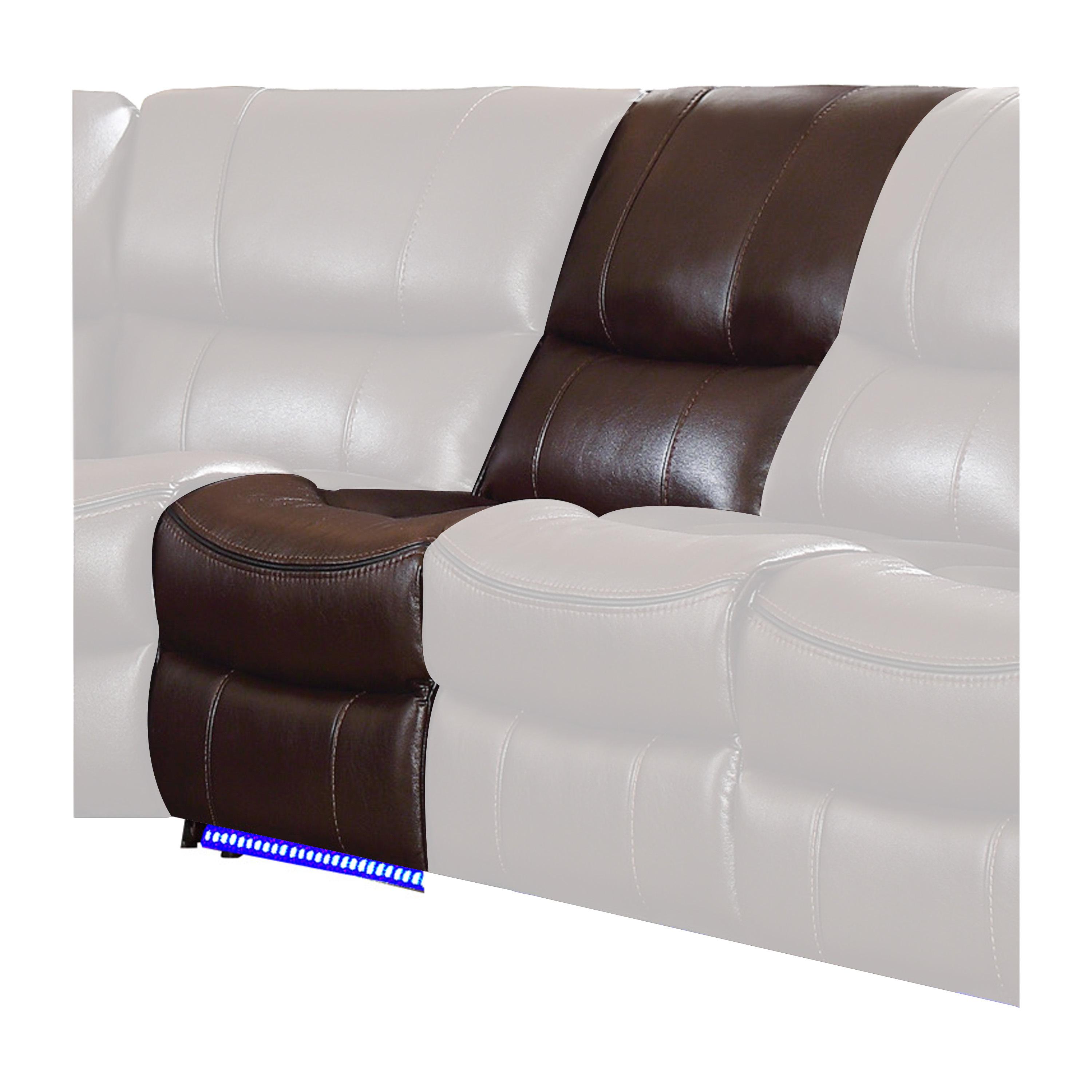 

    
Modern Dark Brown Faux Leather Power Armless Reclining Chair Homelegance 8480BRW-ARPD Pecos

