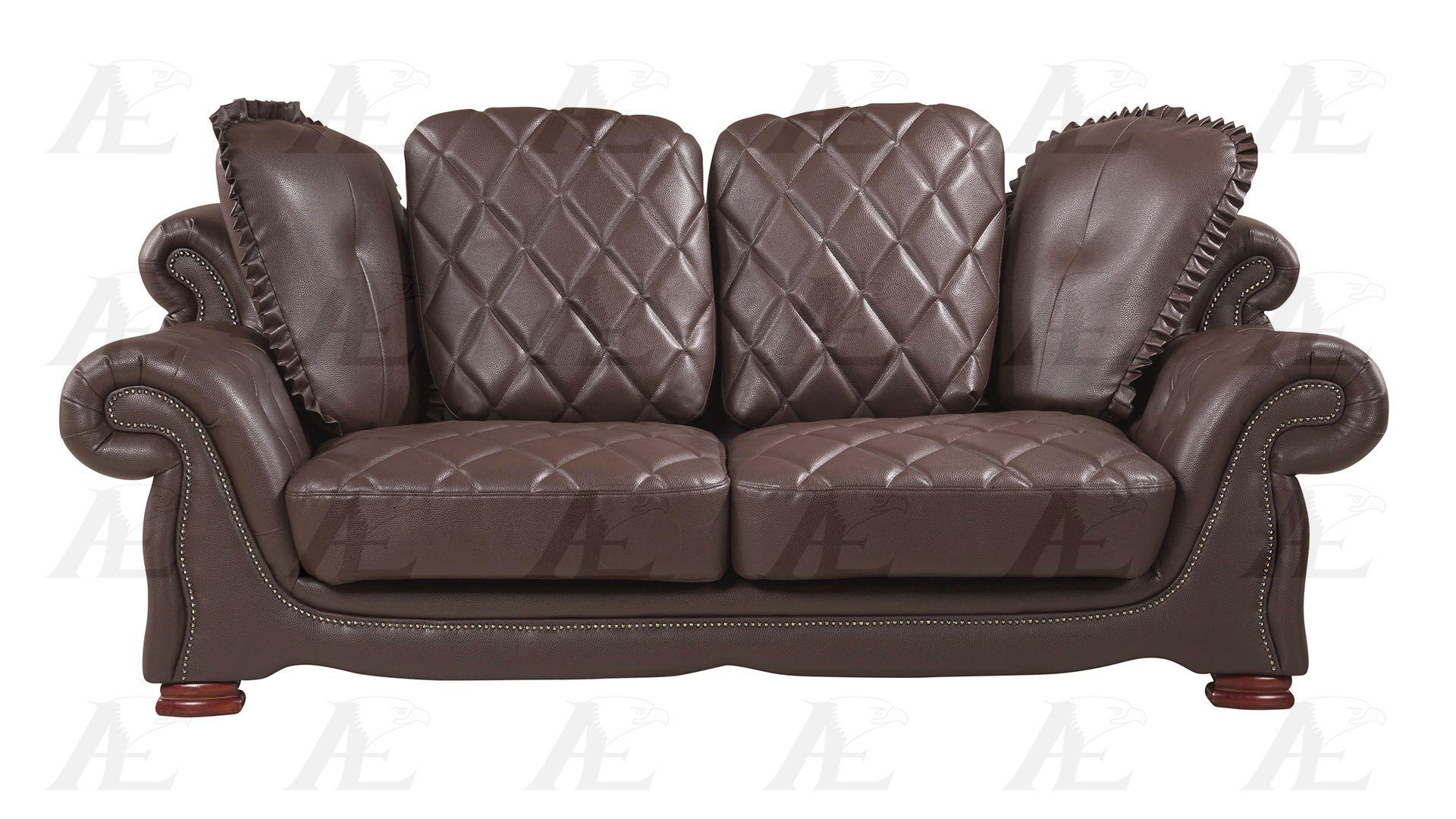 

    
Modern Dark Brown  Faux Leather Sofa Set  3 Pcs American Eagle AE-D803-DB
