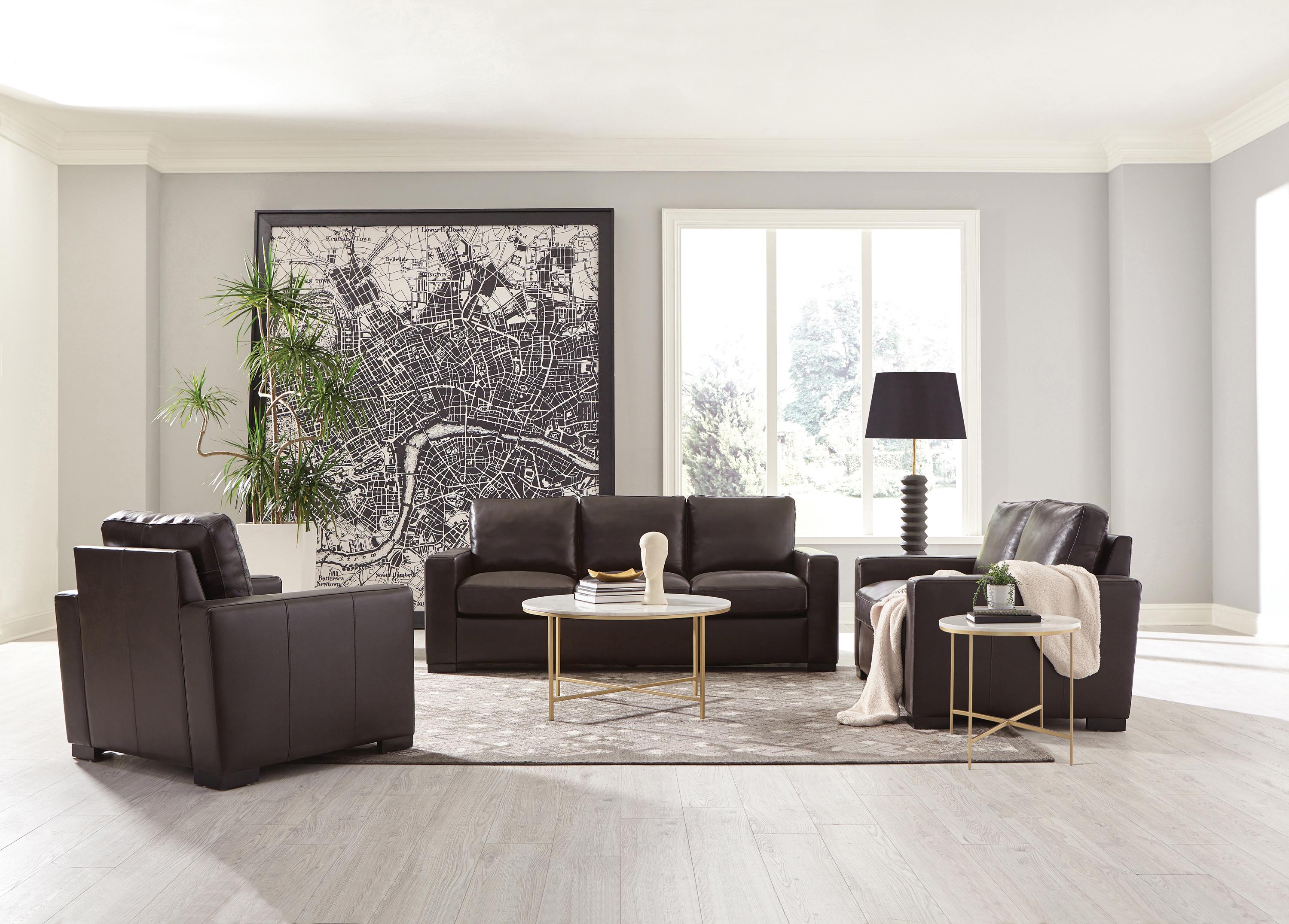 Modern Living Room Set 506801-S2 Boardmead 506801-S2 in Dark Brown Leather
