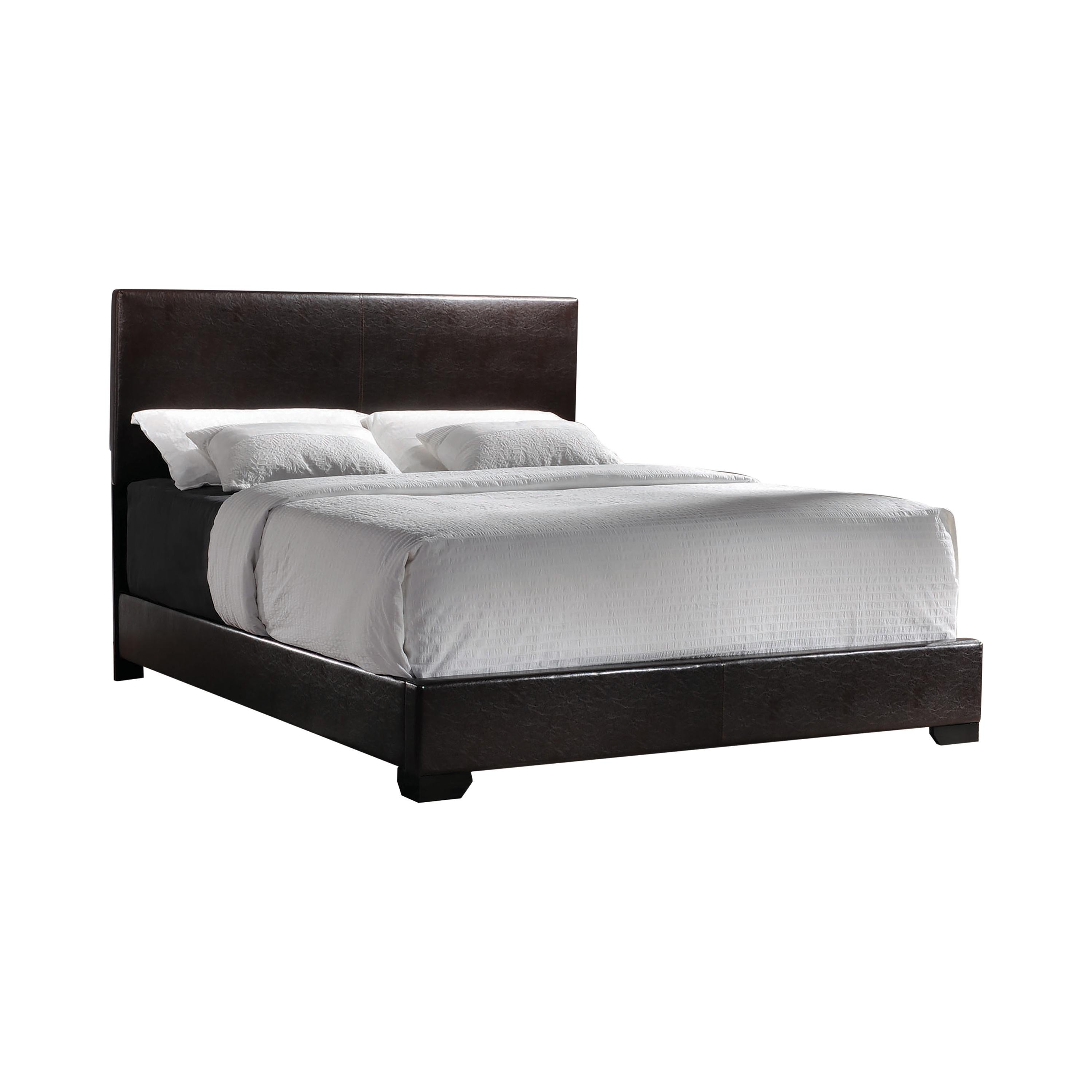

    
Modern Dark Brown Leatherette Full Bed Coaster 300261F Conner
