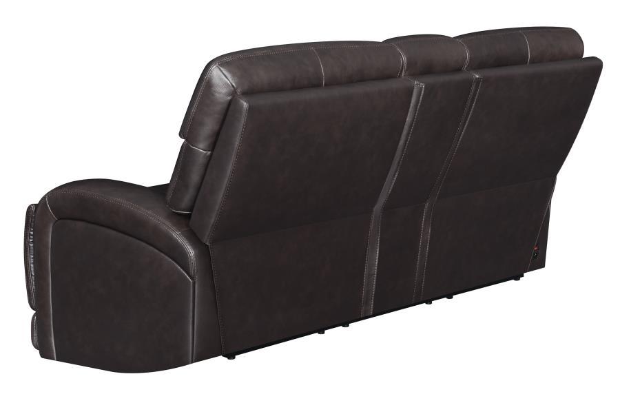 

    
 Order  Modern Dark Brown Top Grain Leather Power Living Room Set 2pcs Coaster 610481P-S2 Longport
