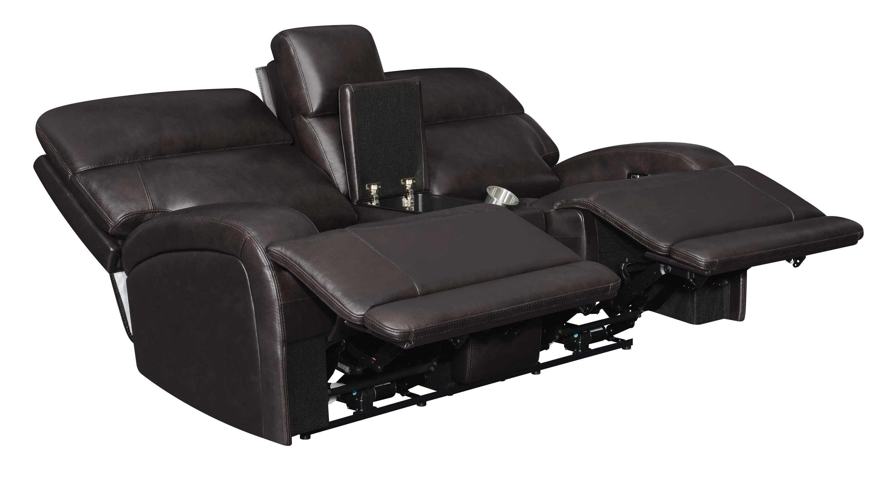 

                    
Buy Modern Dark Brown Top Grain Leather Power Living Room Set 3pcs Coaster 610481P-S3 Longport
