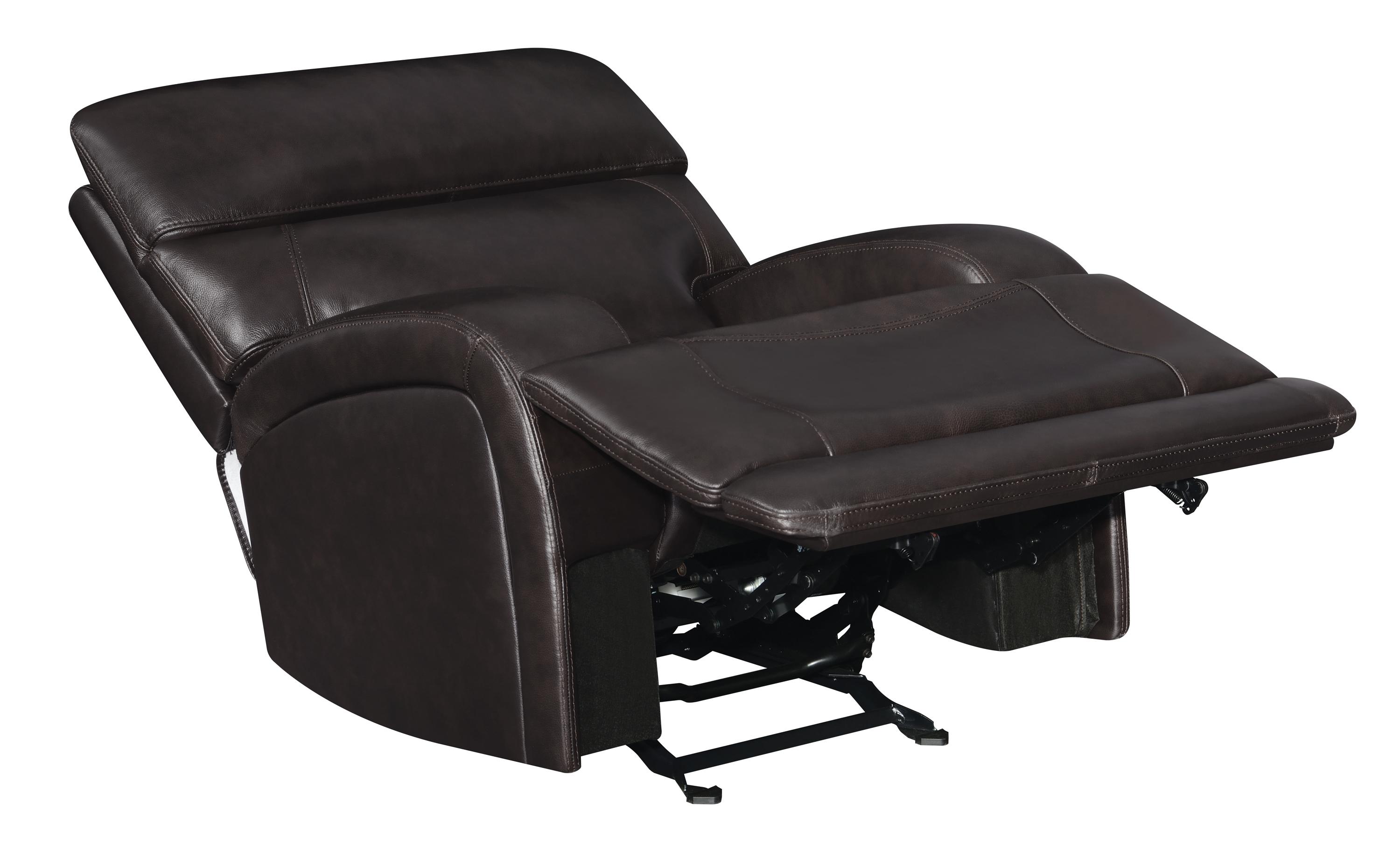 

    
Modern Dark Brown Top Grain Leather Power Living Room Set 3pcs Coaster 610481P-S3 Longport
