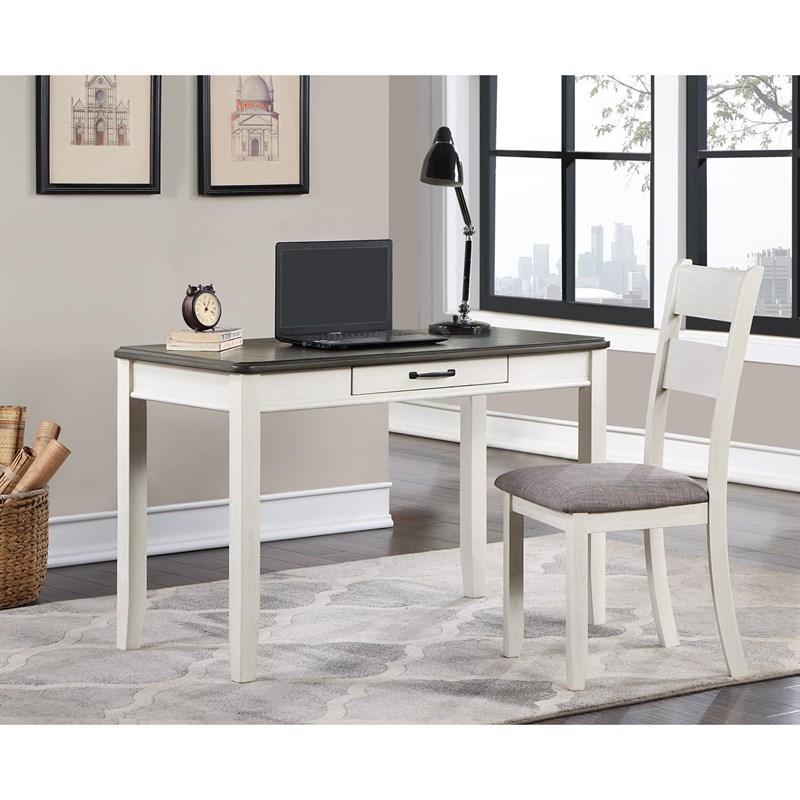 Modern Desk with Chair Dakota 5213SET in White, Brown 
