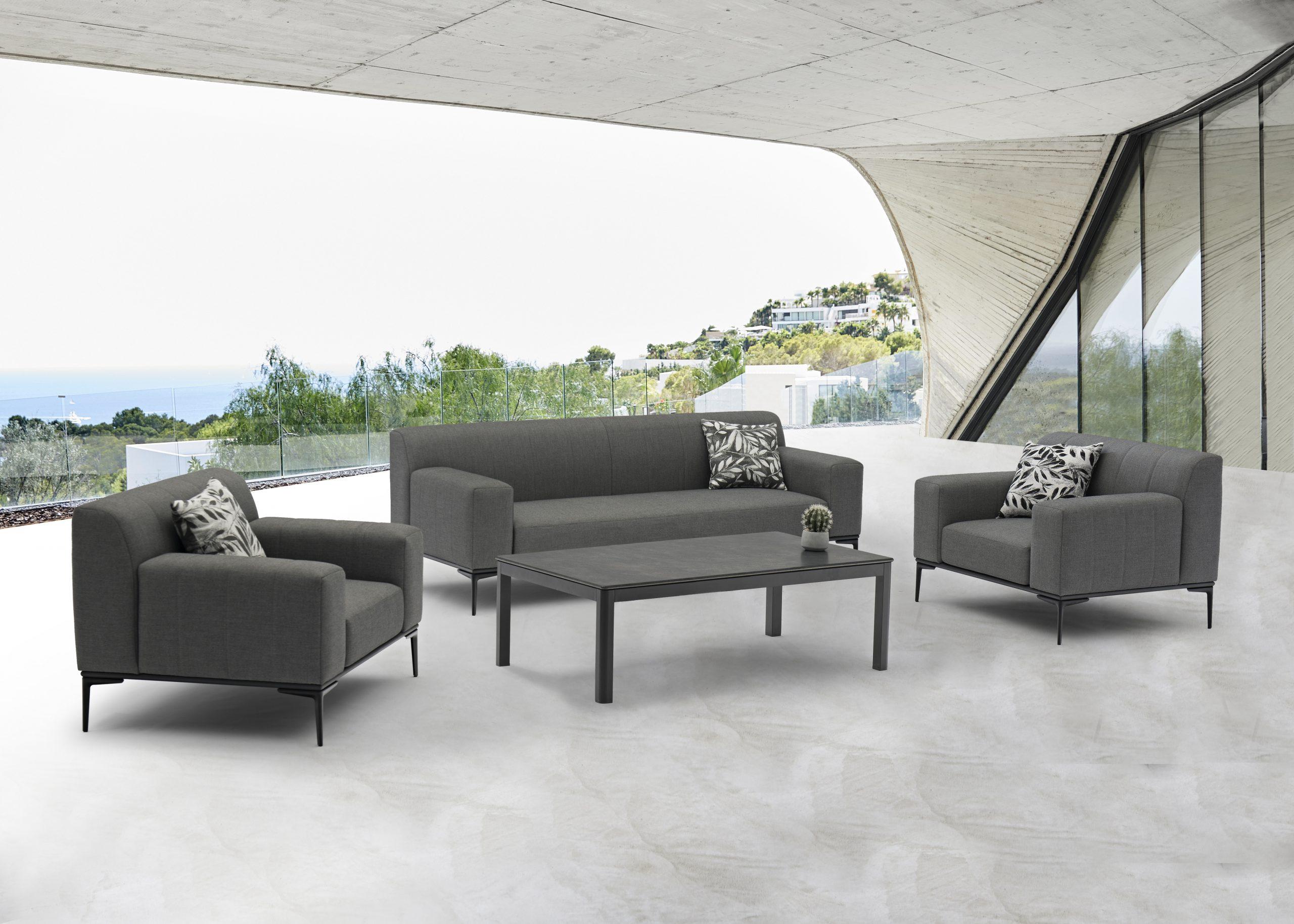 Modern Patio Sofa Set COL1750-DGRY Ashton COL1750-DGRY in Dark Gray rope