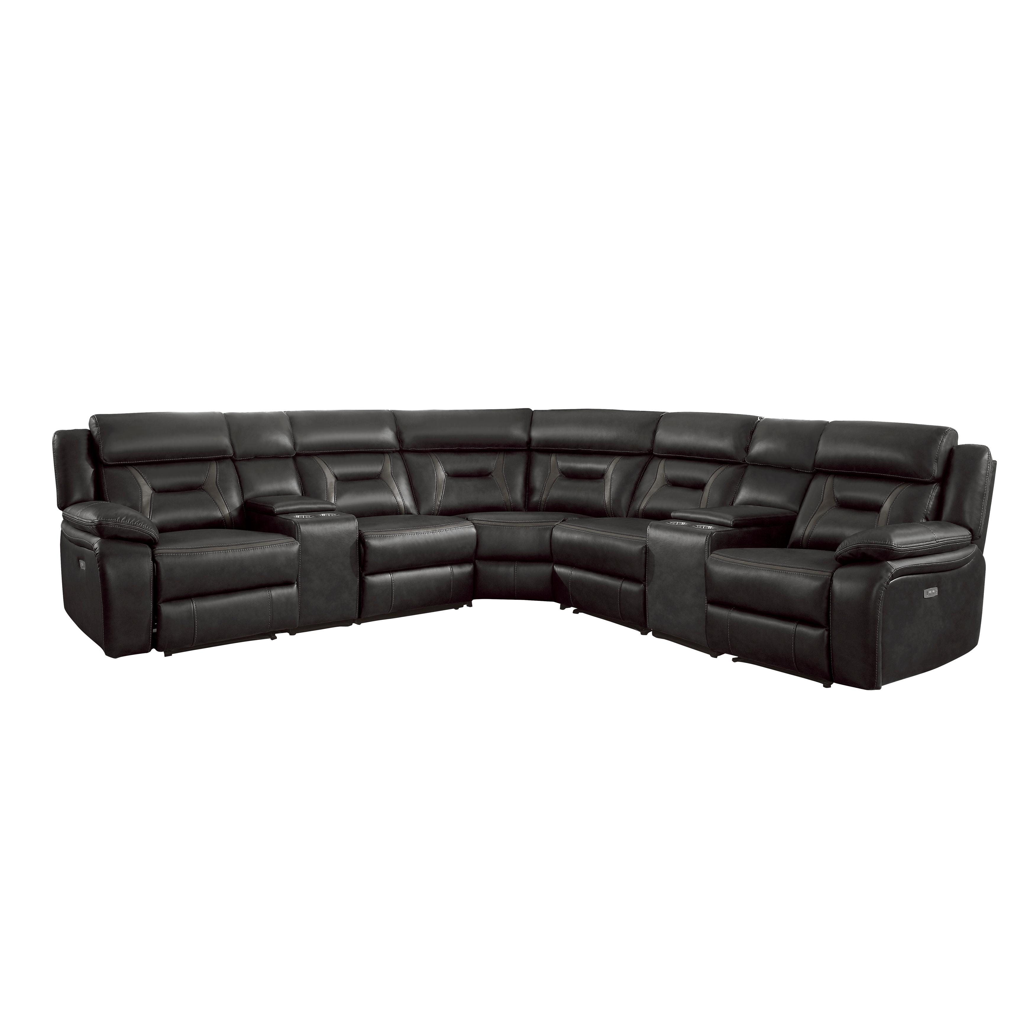Modern Power Reclining Sectional 8229DG*7PW Amite 8229DG*7PW in Dark Gray Faux Leather
