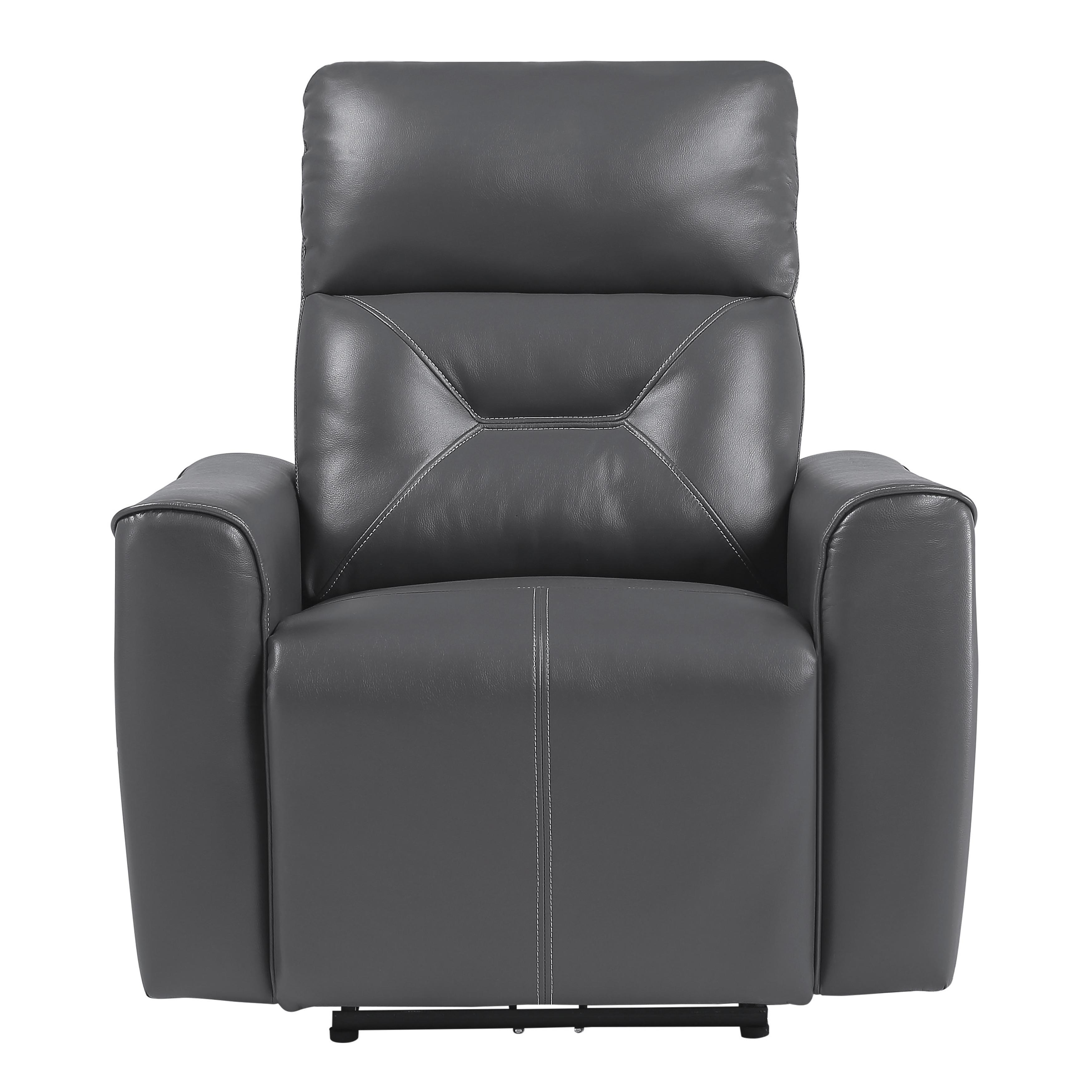 Modern Power Reclining Chair 9446GY-1PW Burwell 9446GY-1PW in Dark Gray Faux Leather