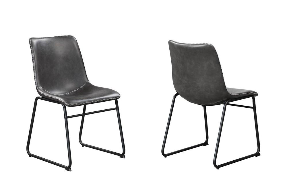 Modern Dining Chair Set Minka 1174S-2pcs in Dark Gray PU
