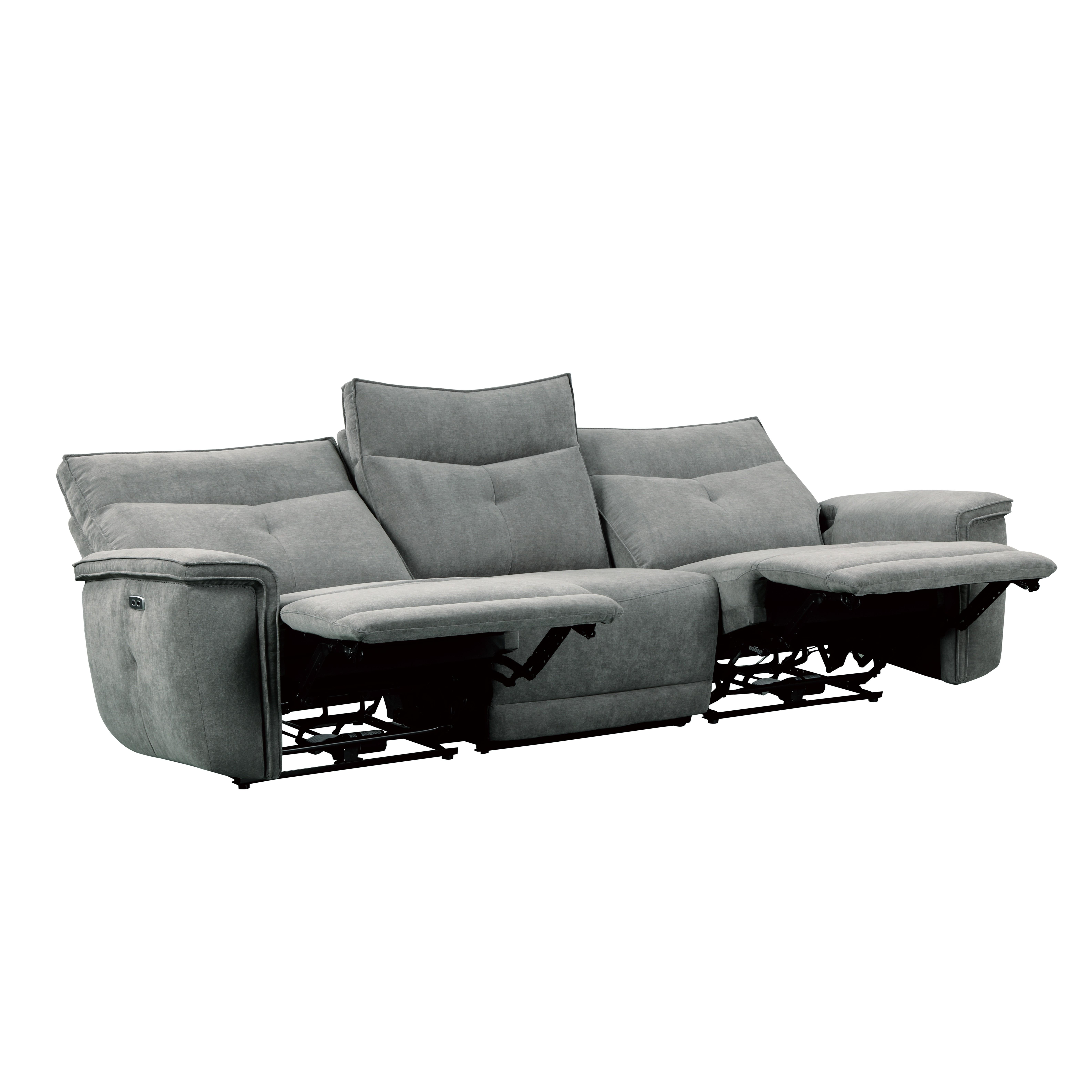 

    
Modern Dark Gray Textured 3-Piece Power Reclining Sofa Homelegance 9509DG Tesoro
