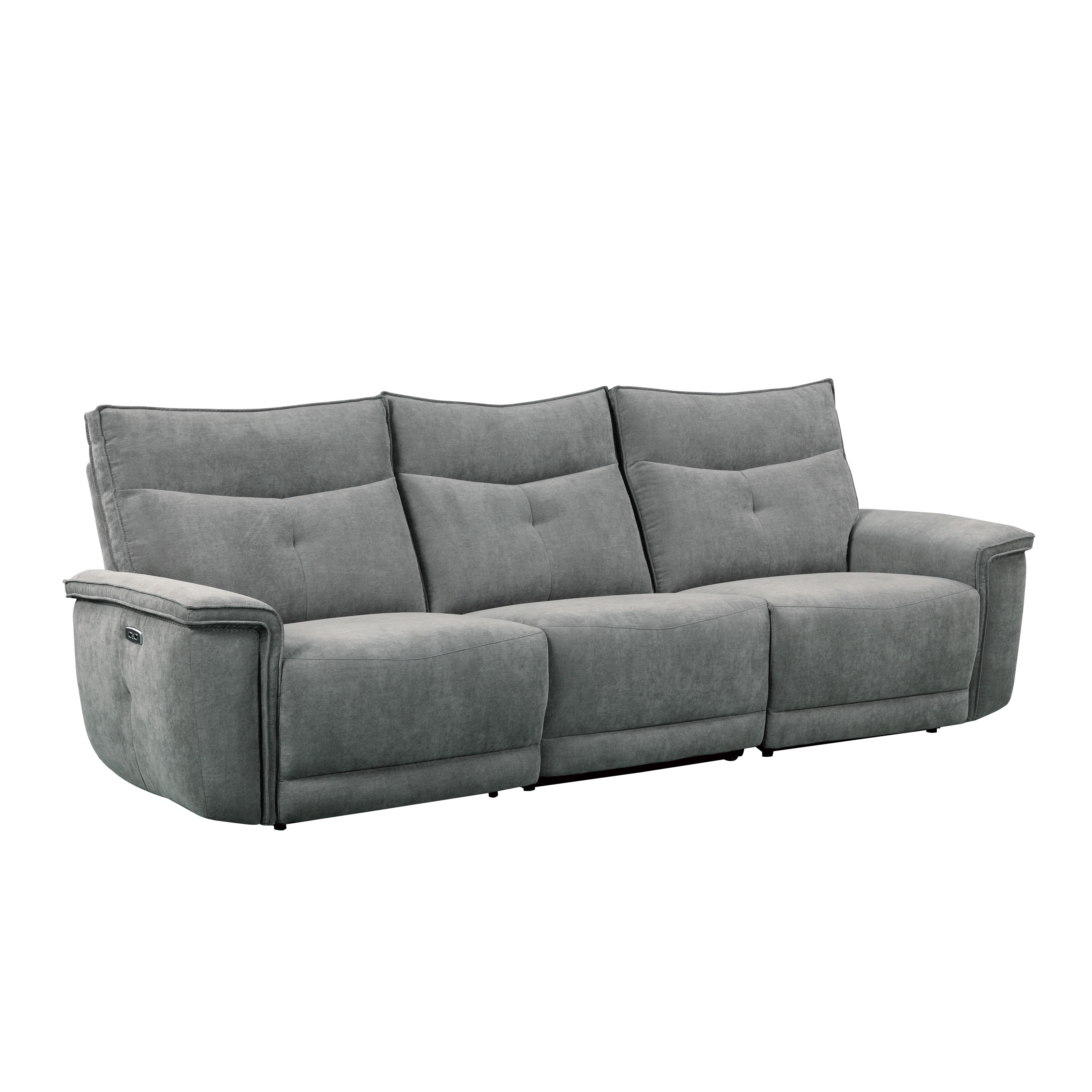 

    
Modern Dark Gray Textured 3-Piece Power Reclining Sofa Homelegance 9509DG Tesoro
