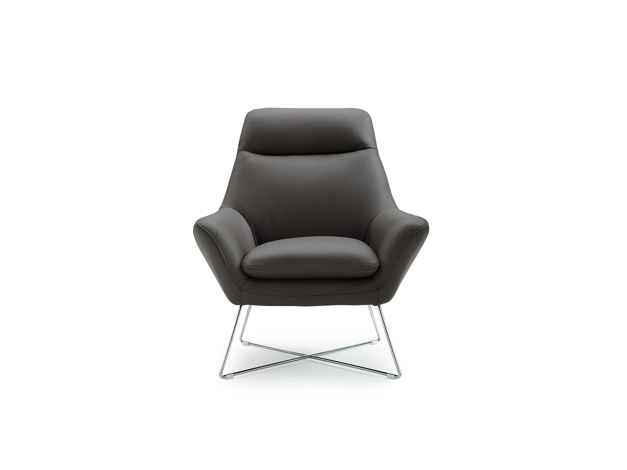 Modern Accent Chair CH1352L-DGRY Daiana CH1352L-DGRY in Dark Gray Top grain leather