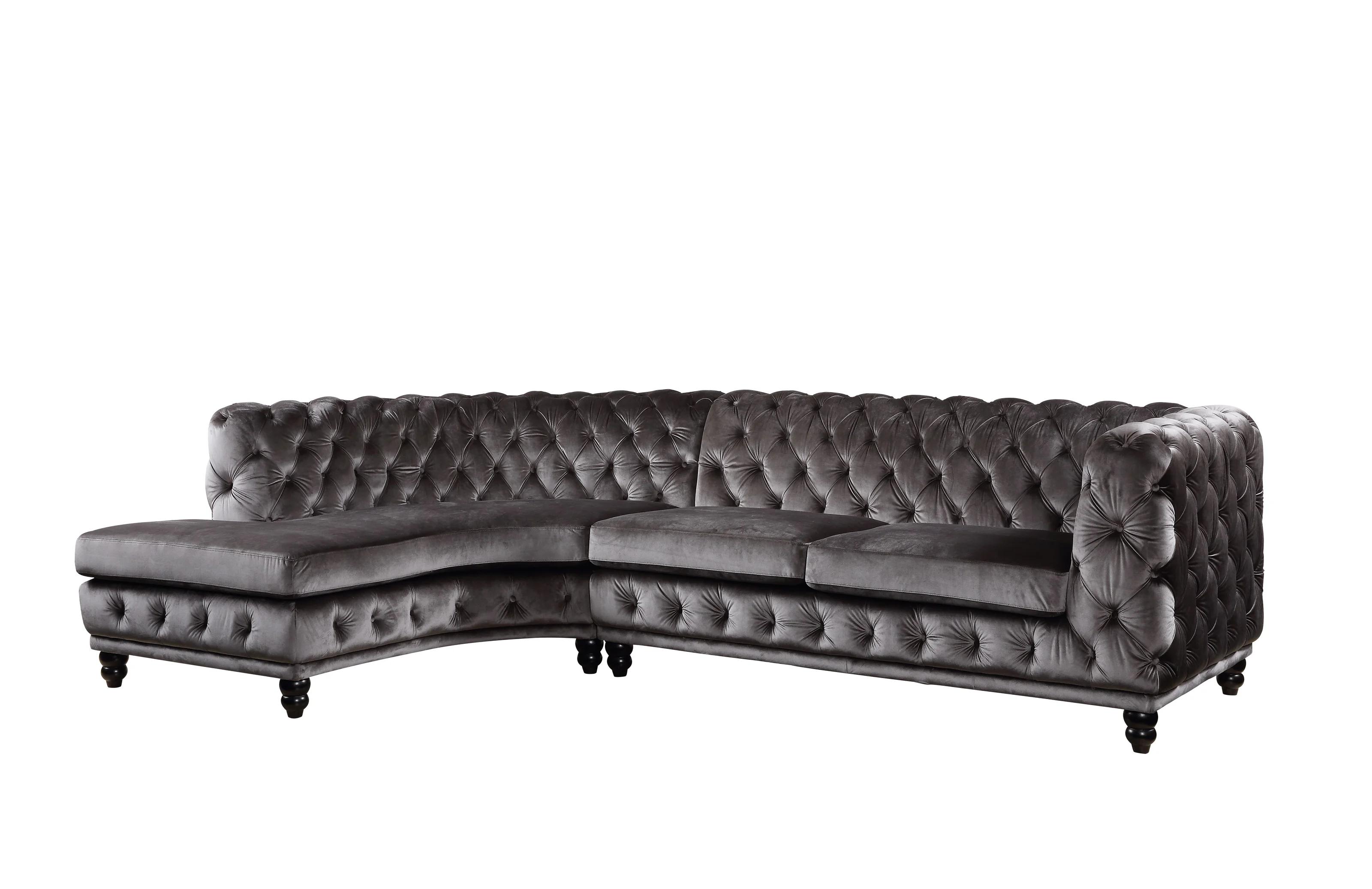 

    
Modern Dark Gray Velvet Sectional Sofa by Acme Atesis LV00337-2pcs
