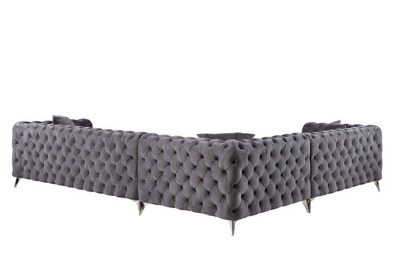 

    
Modern Dark Gray Velvet Sectional Sofa by Acme Wugtyx LV00335-3pcs
