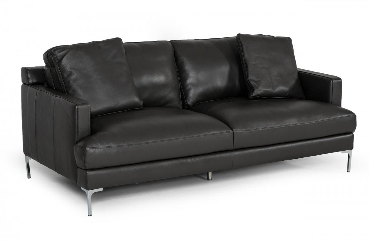 Modern Sofa Janina VGKKKF1032-DRKGRY-L-3 in Dark Gray Leather