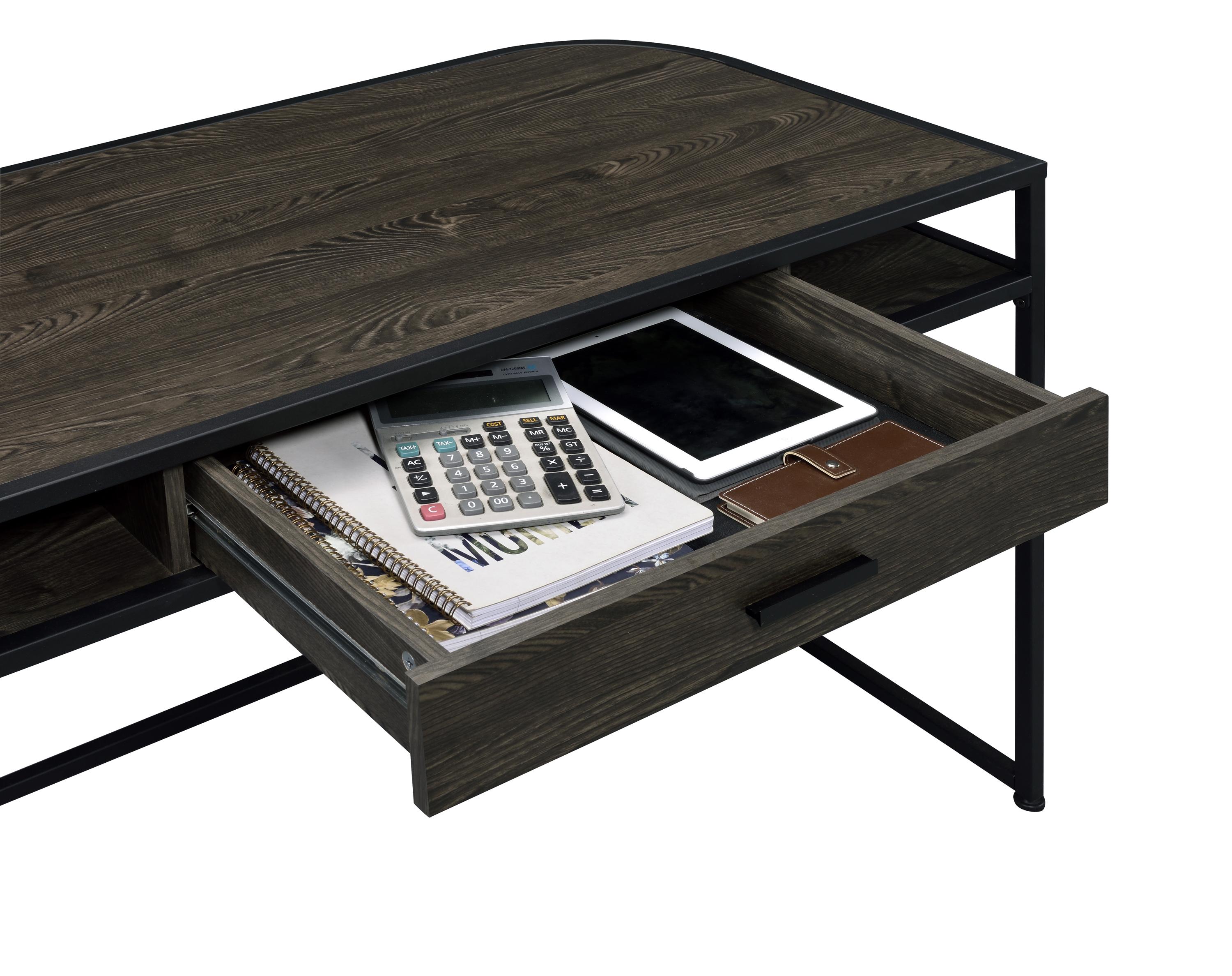 

    
 Shop  Modern Dark Oak Steel & Wood Writing Desk Set 2pcs Coaster 803411-S2 Ember
