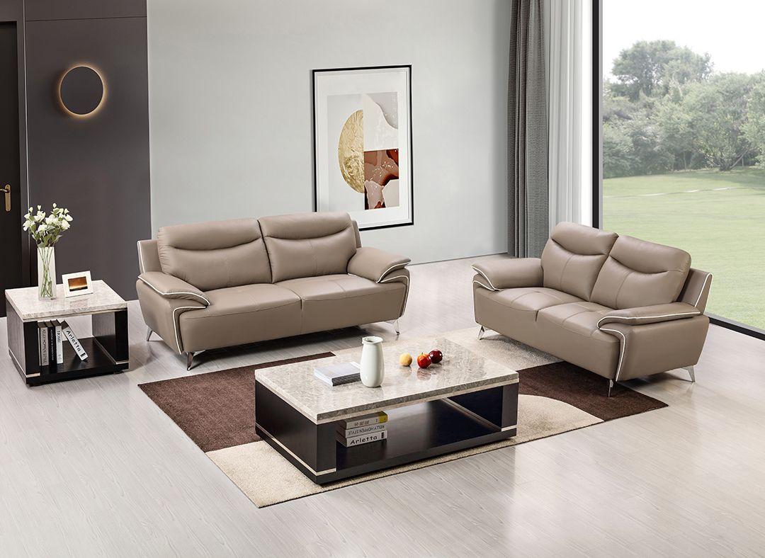 

    
Modern Dark Tan Leather Sofa Set 2Pcs American Eagle EK531-DT
