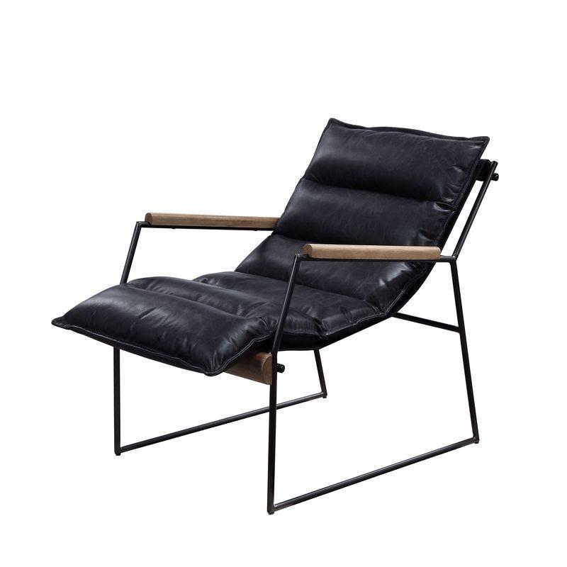 

    
Modern Distress Espresso Top Grain Leather & Iron Base Accent Chair Acme Luberzo
