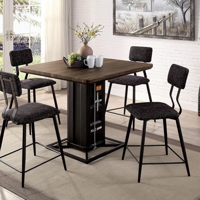 

    
Modern Distressed Dark Oak Counter Dining Set 5pcs Furniture of America Dicarda
