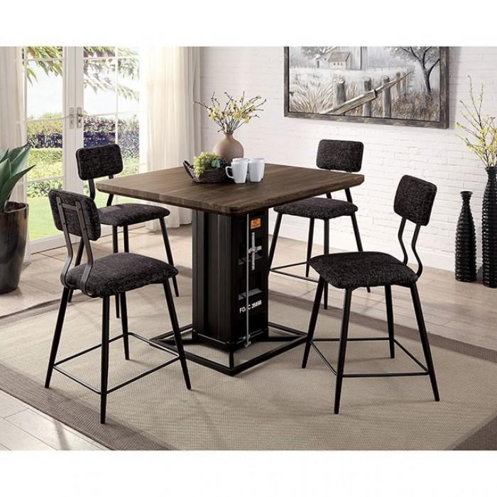 

    
Modern Distressed Dark Oak Counter Dining Set 5pcs Furniture of America Dicarda
