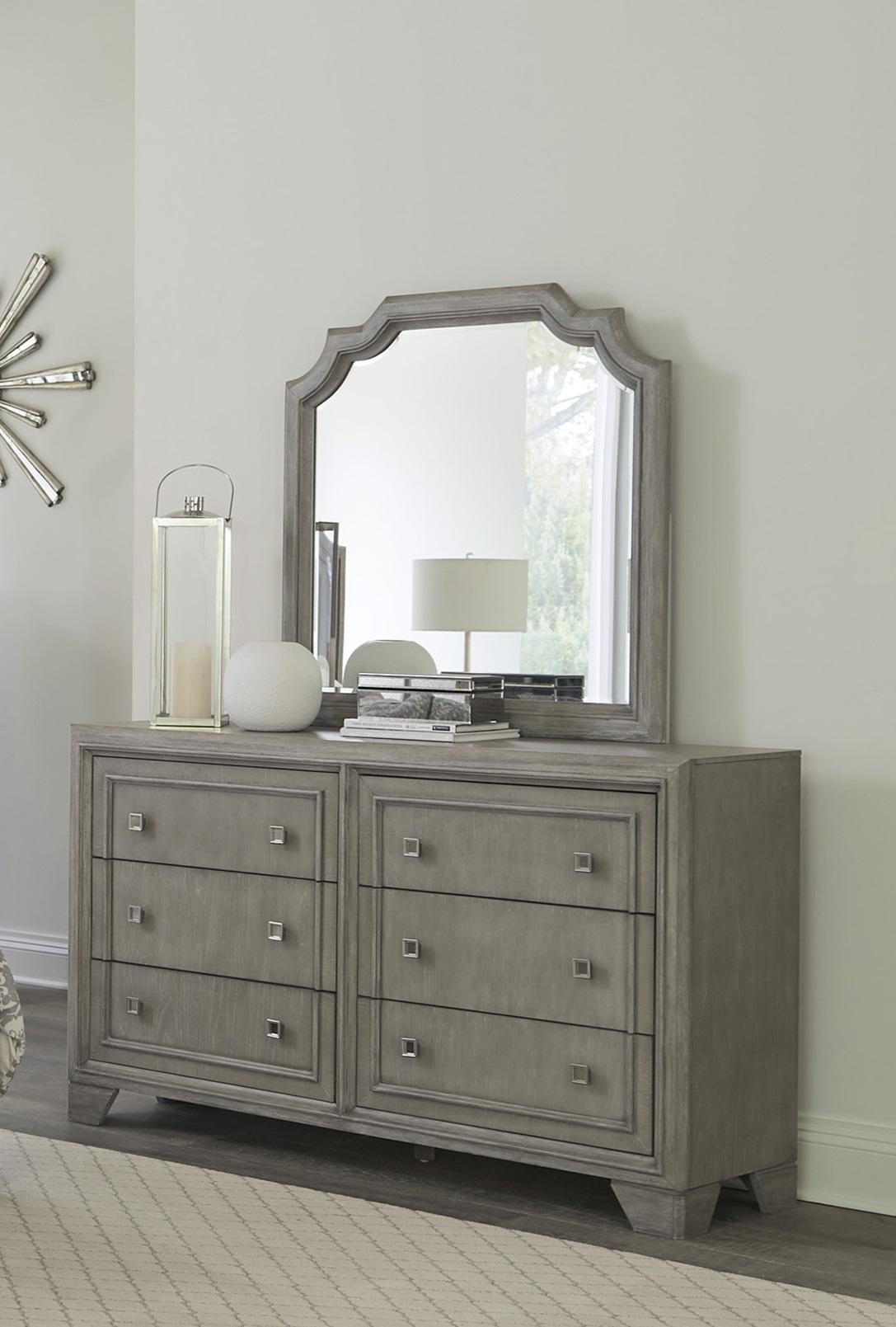 Modern Dresser w/Mirror 1546-5*6-2PC Colchester 1546-5*6-2PC in Gray 