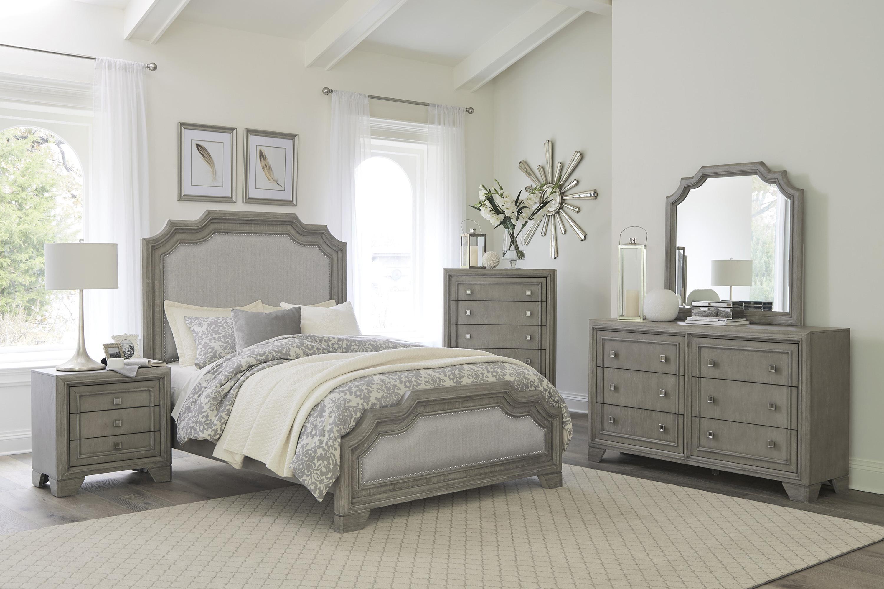 Modern Bedroom Set 1546-1-5PC Colchester 1546-1-5PC in Gray Polyester