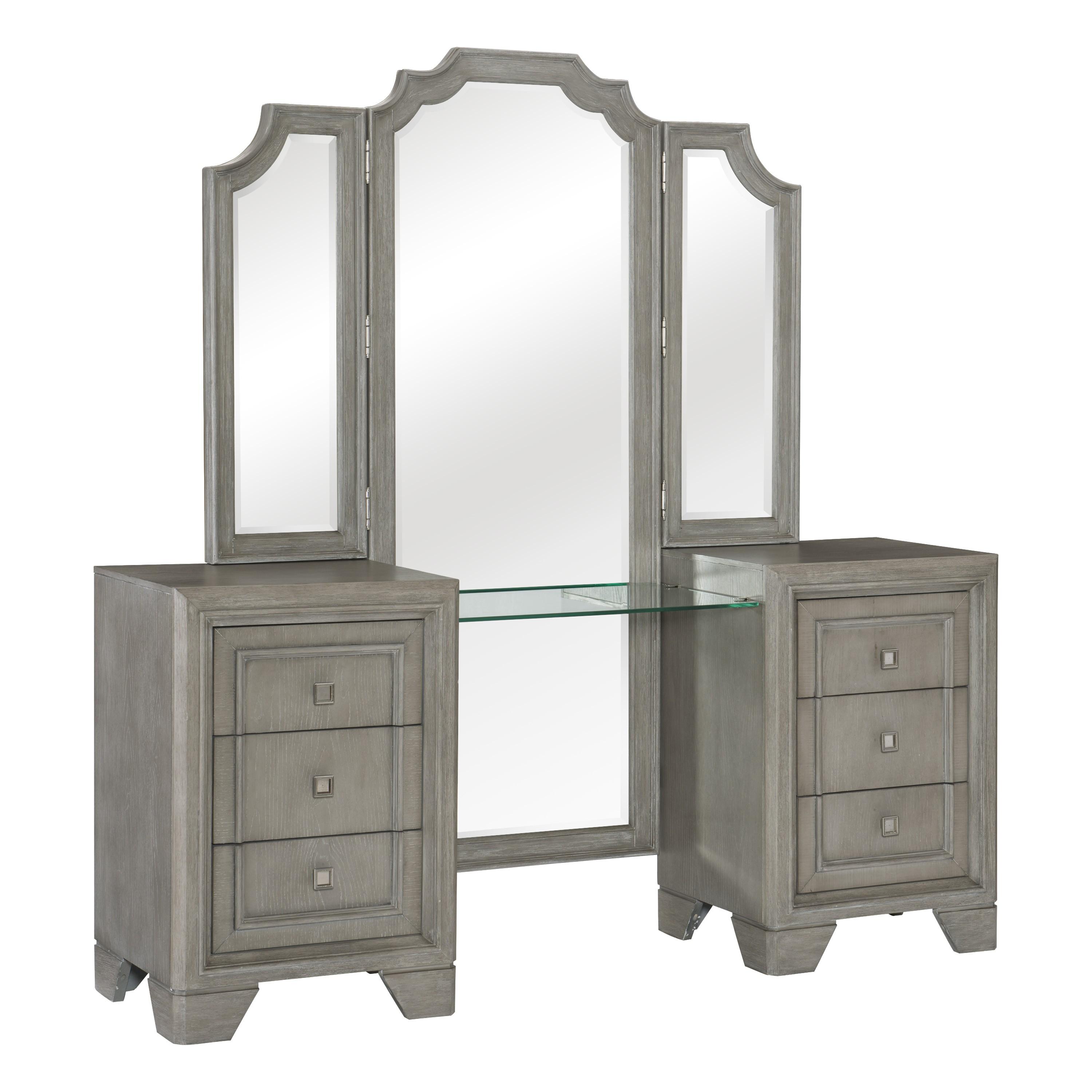 

                    
Homelegance 1546-15-3PC Colchester Vanity Dresser Mirror &amp; Stool Set Gray Polyester Purchase 
