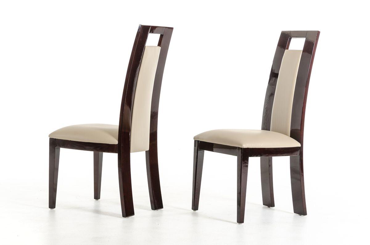 Contemporary, Modern Dining Chair Set Douglas VGCSCH-13009-2pcs in Ebony, Brown Leatherette