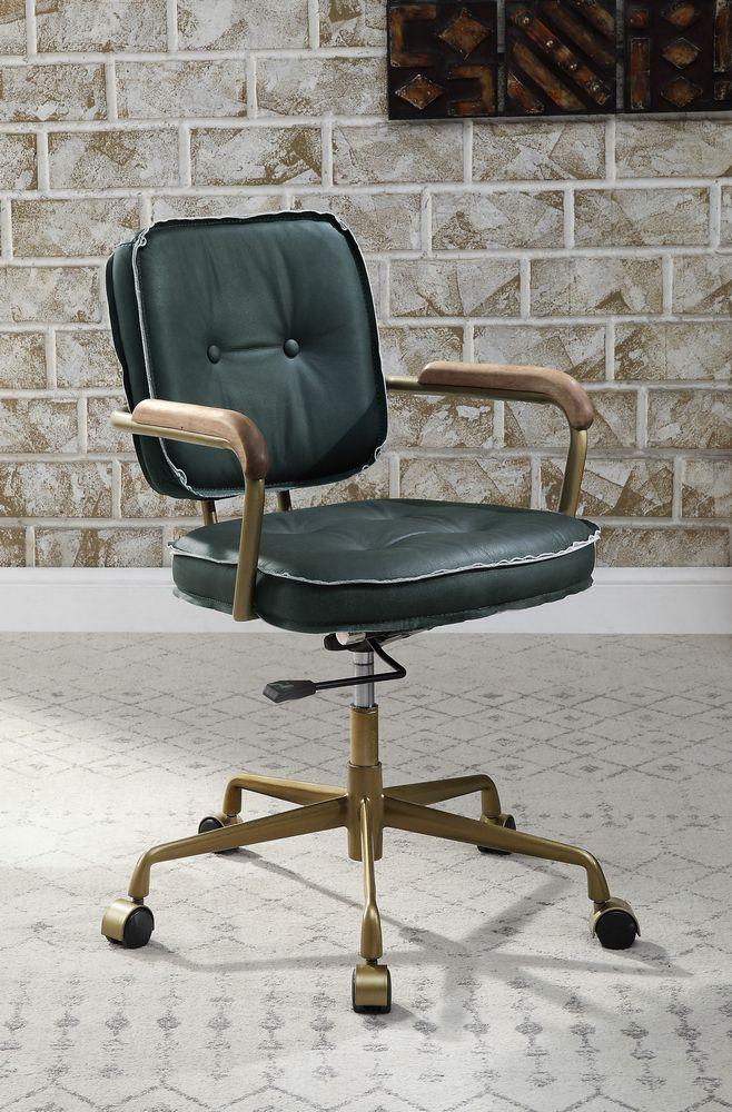 

    
 Order  Modern Emerald Green Top Grain Leather Office Chair by Acme Siecross 93171
