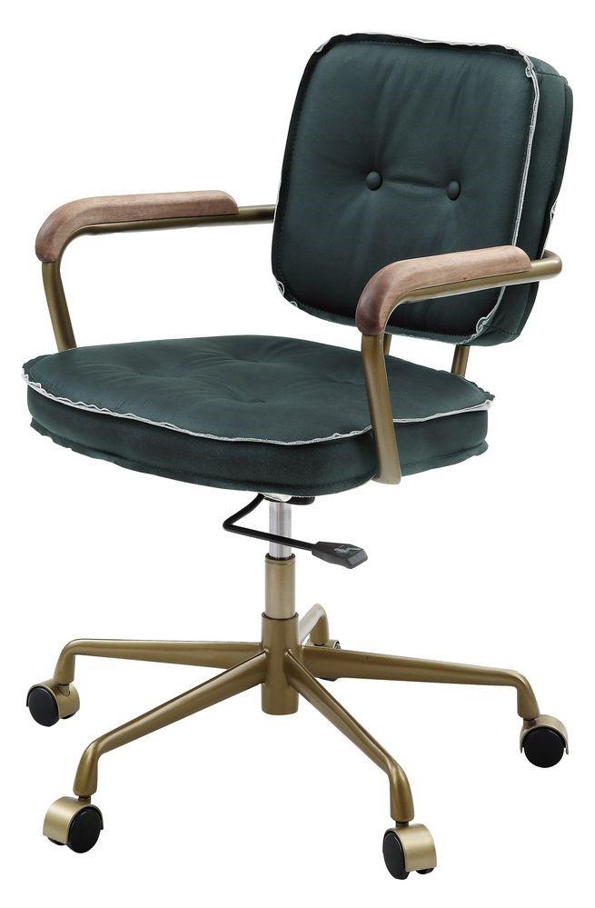 Modern Office Chair Siecross 93171 in Green Top grain leather