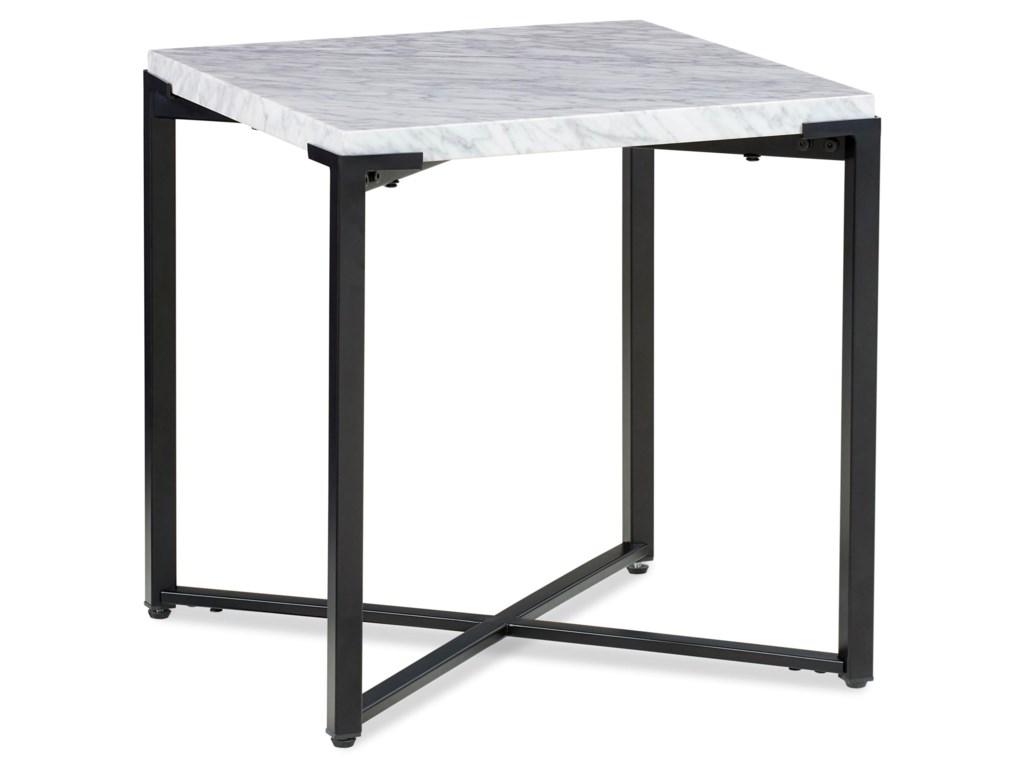 

    
Modern End Table w/ Marble Top in Matte Black SAXON by Modus Furniture
