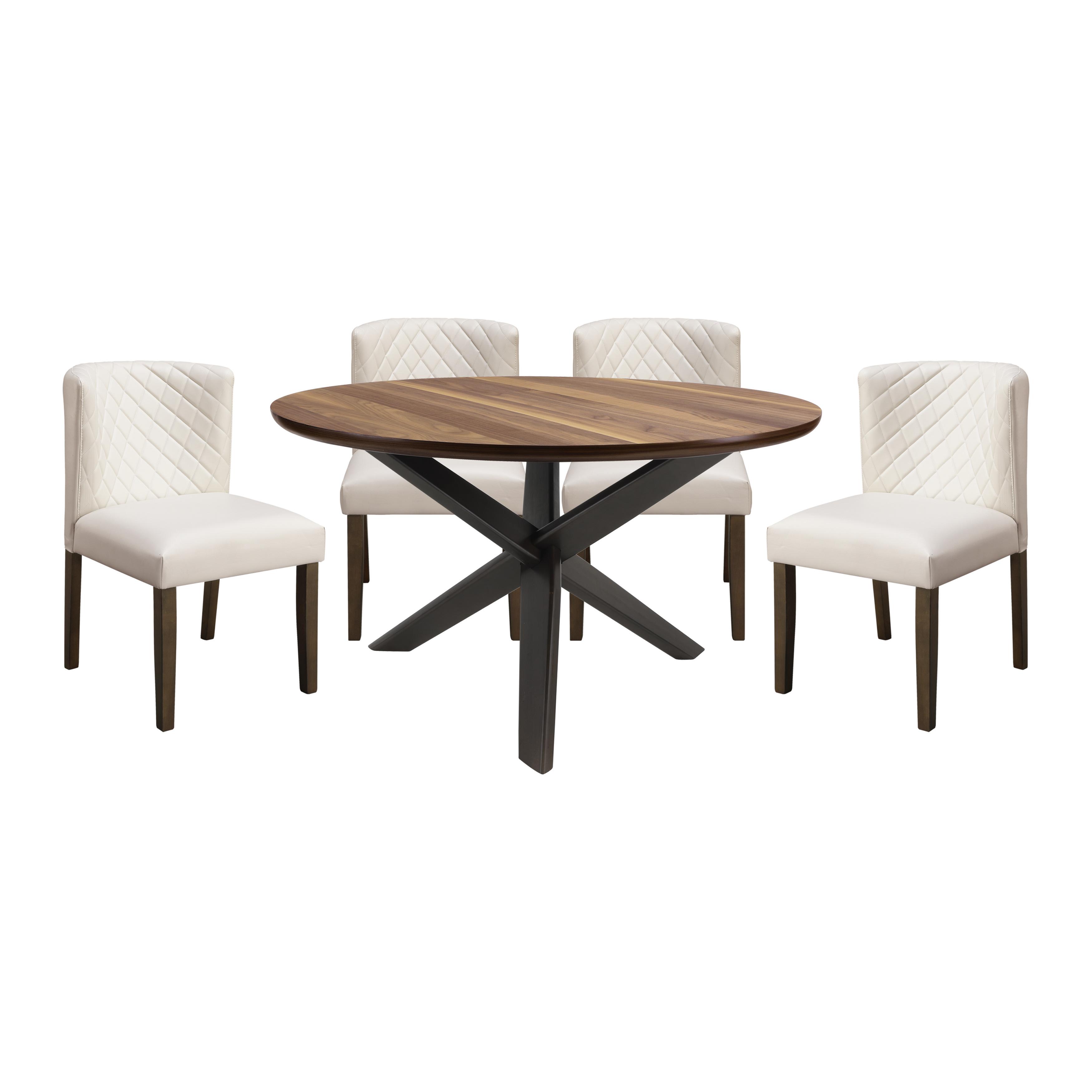 Modern Dining Room Set 5597-53*5PC Nelina 5597-53*5PC in Espresso Faux Leather