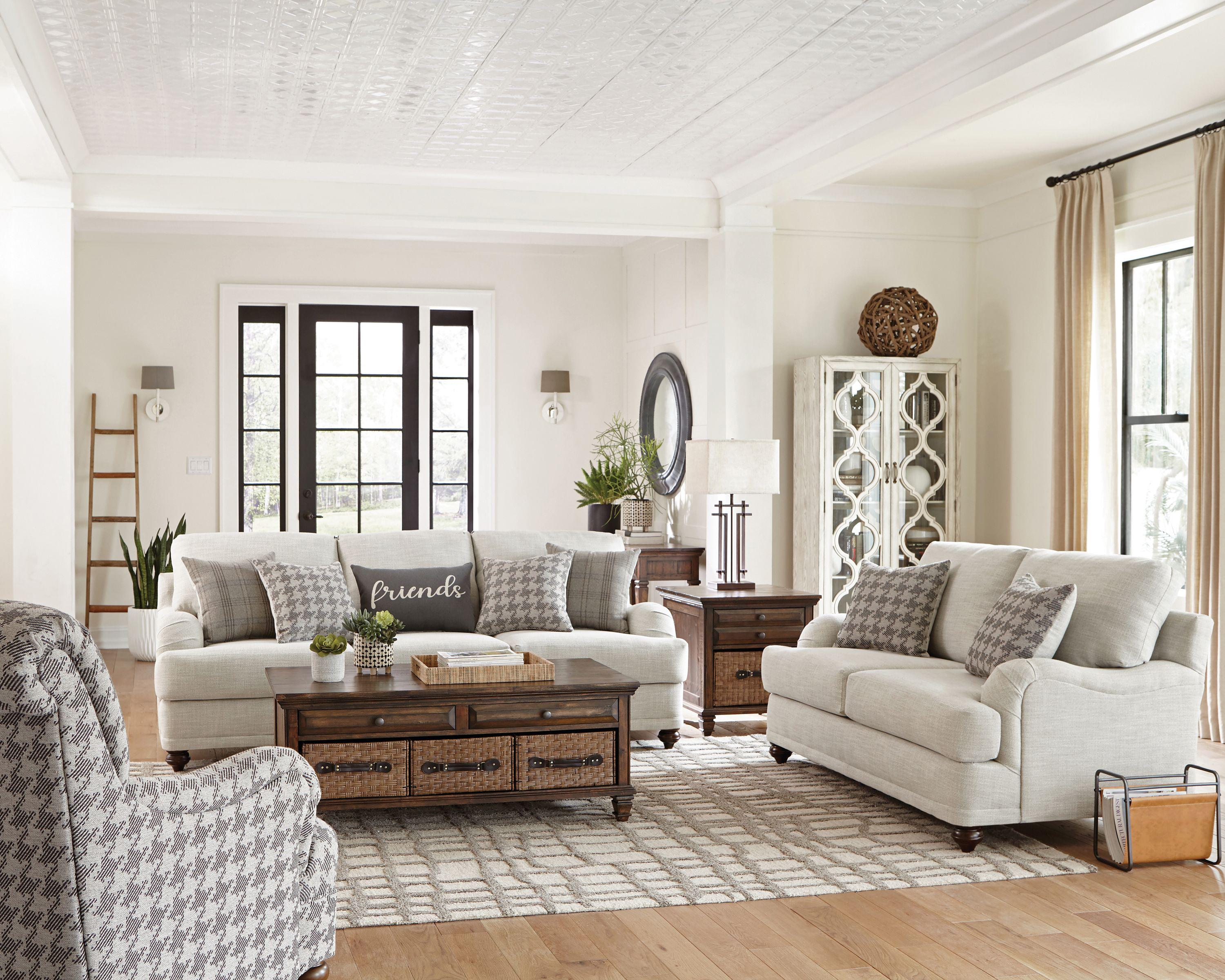 

    
Modern Farmhouse Light Gray Linen-like Upholstery Living Room Set 3pcs Coaster 511094-S3 Glenn
